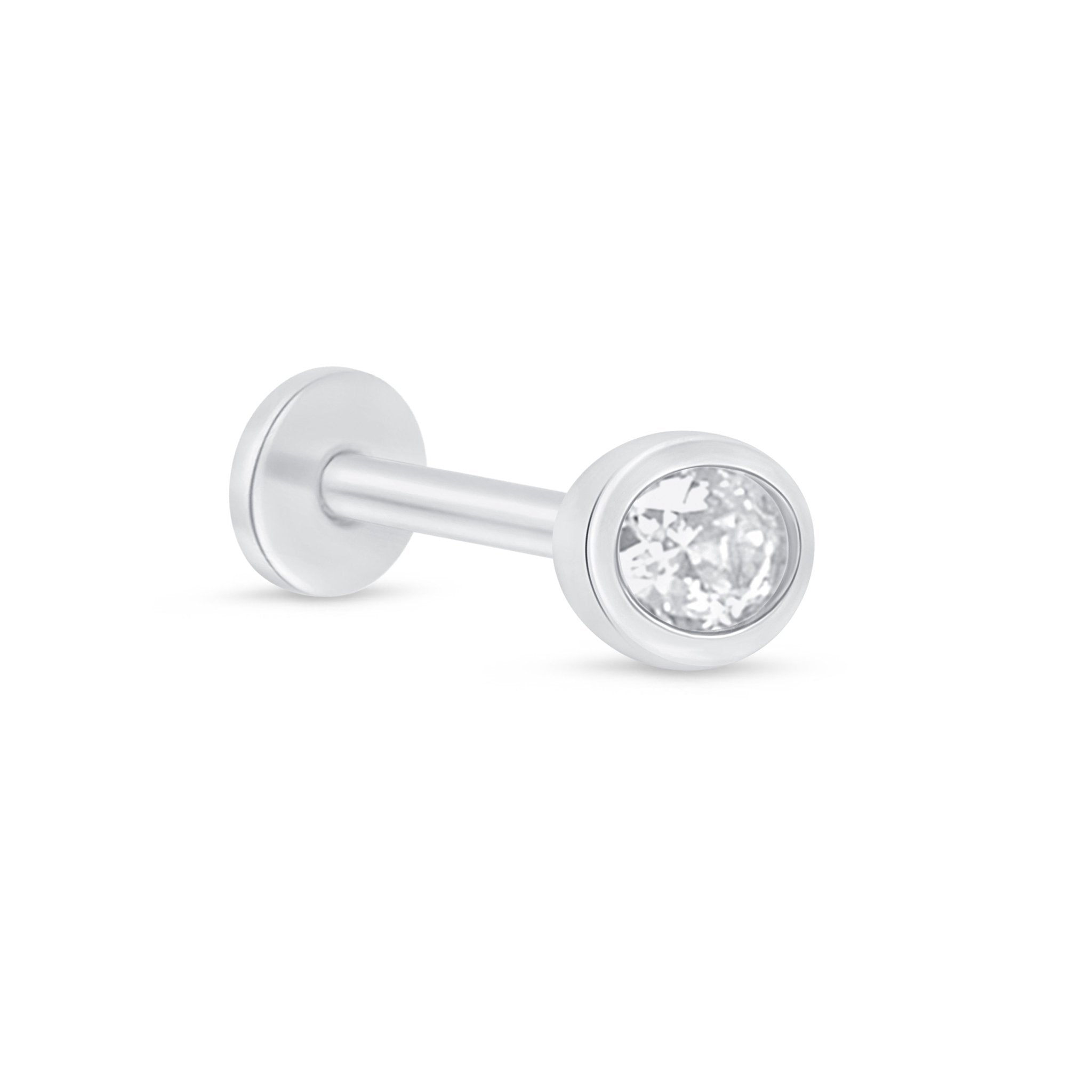 14k White Gold Oval Gemstone Bezel Set Flat Back Stud Earrings - Elegant Jewelry for Women, Perfect for Daily Wear, Parties & Gifts