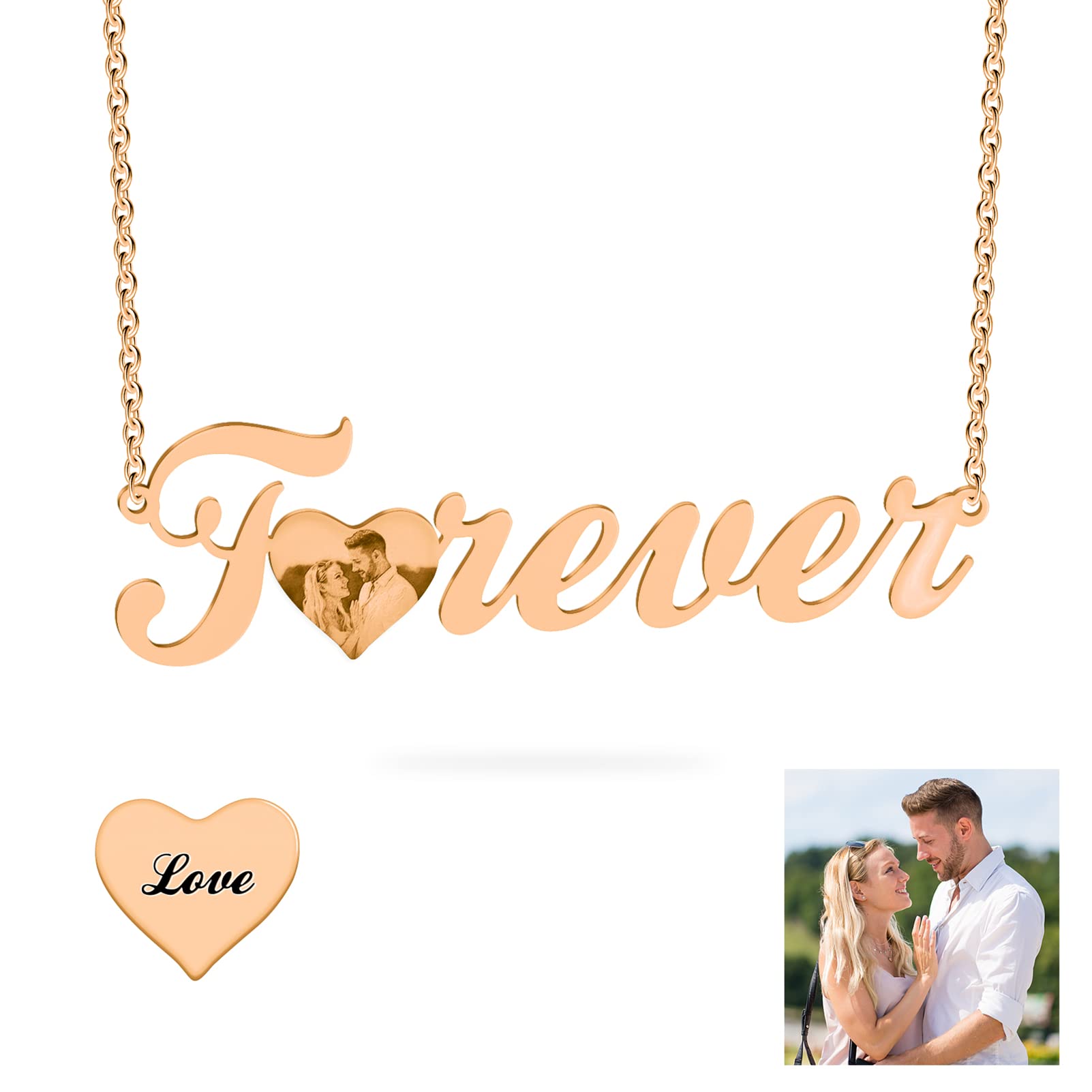 BAUMA AUTO Personalized Couples Necklace - Engraved Friendship Jewelry for Her, Him, Women, Men, Best Friend - Perfect for Anniversaries, Valentine's Day, and Romantic Gifts