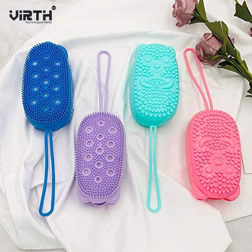 Virth® Silicone Body Brush - Soft Exfoliating Shower Brush for Kids & Adults - Gentle Back Scrubber Alternative - Perfect for Bubble Bath & Spa Days (Great for Sensitive Skin & Deep Cleansing)