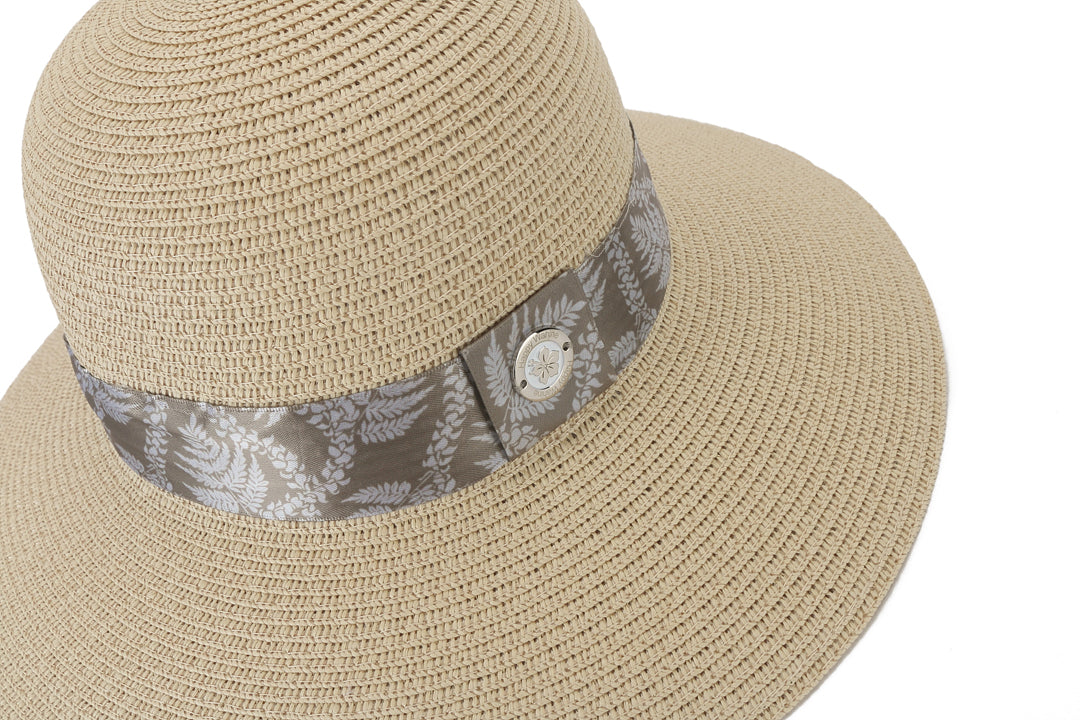 Elegant Beige Orchid Fern Lei Hat - Stylish Floral Headpiece for Women - Perfect for Weddings, Parties, and Tropical Vacations