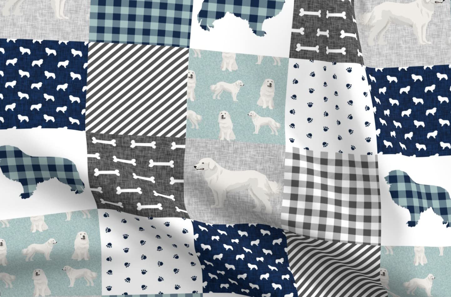 Great Pyrenees Dog Breed Printed Minky Fabric - Soft Plush Fat Quarter for Pet Quilts, Baby Blankets & Quilt Backing - Perfect for Sewing Projects & DIY Home Decor