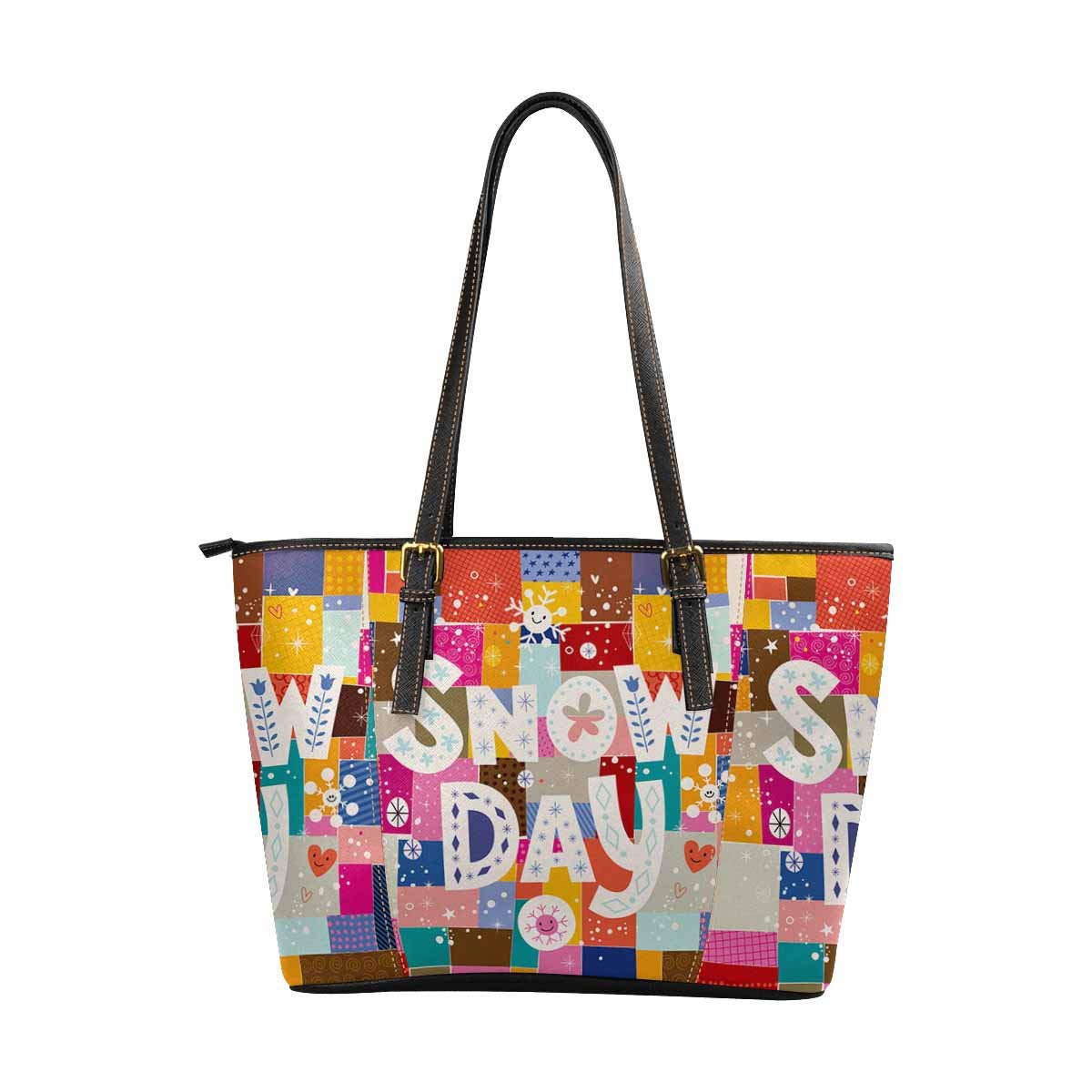 INTERESTPRINT Snakes and Ladders Board Game Themed PU Leather Tote Bag for Women - Stylish Fashion Shopping Bag for Work, Travel & Daily Use