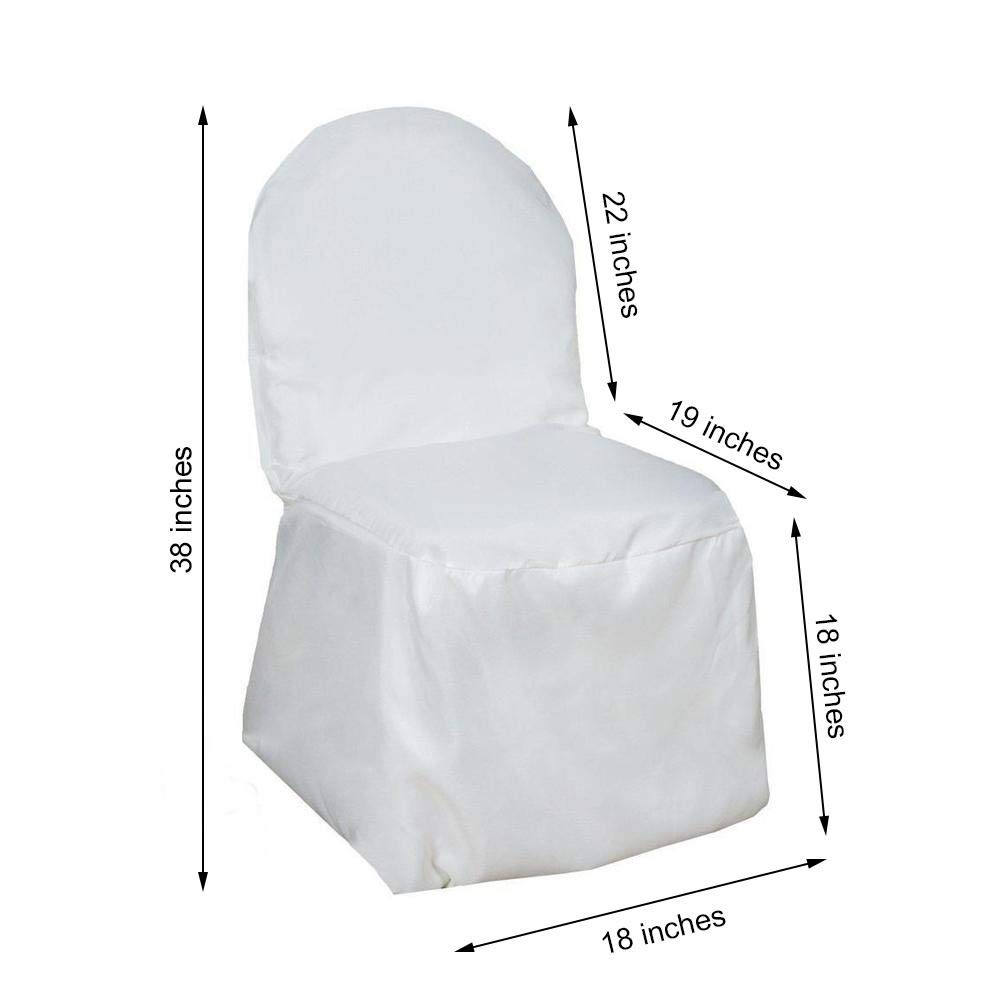 50 Pack White Banquet Chair Slipcovers - Washable Polyester Seat Protectors for Dining, Party & Wedding Decor - Perfect for Indoor/Outdoor Events, Catering & Home Use