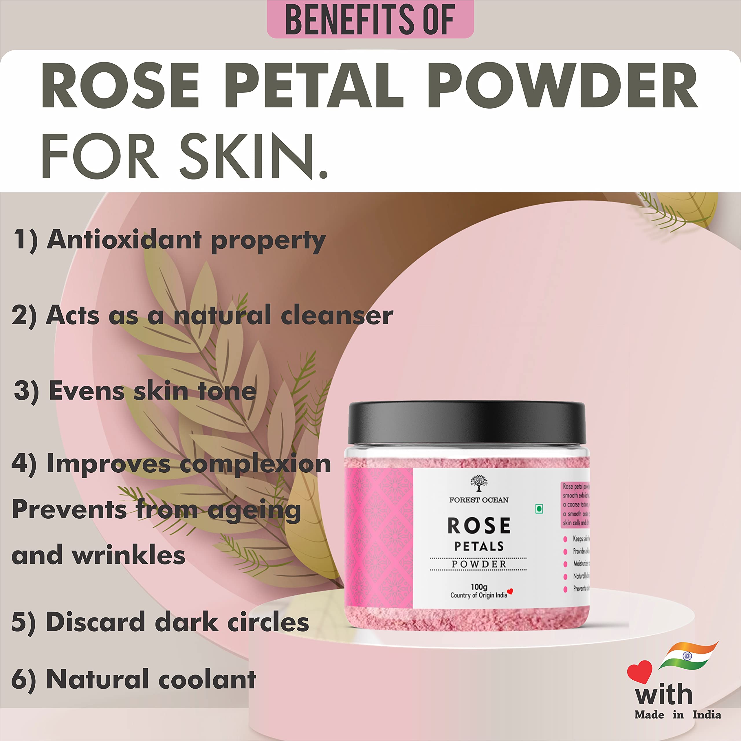 Rose Petal & Orange Peel Powder for Face & Skin Care - 2x100g Pack for Glowing Skin
