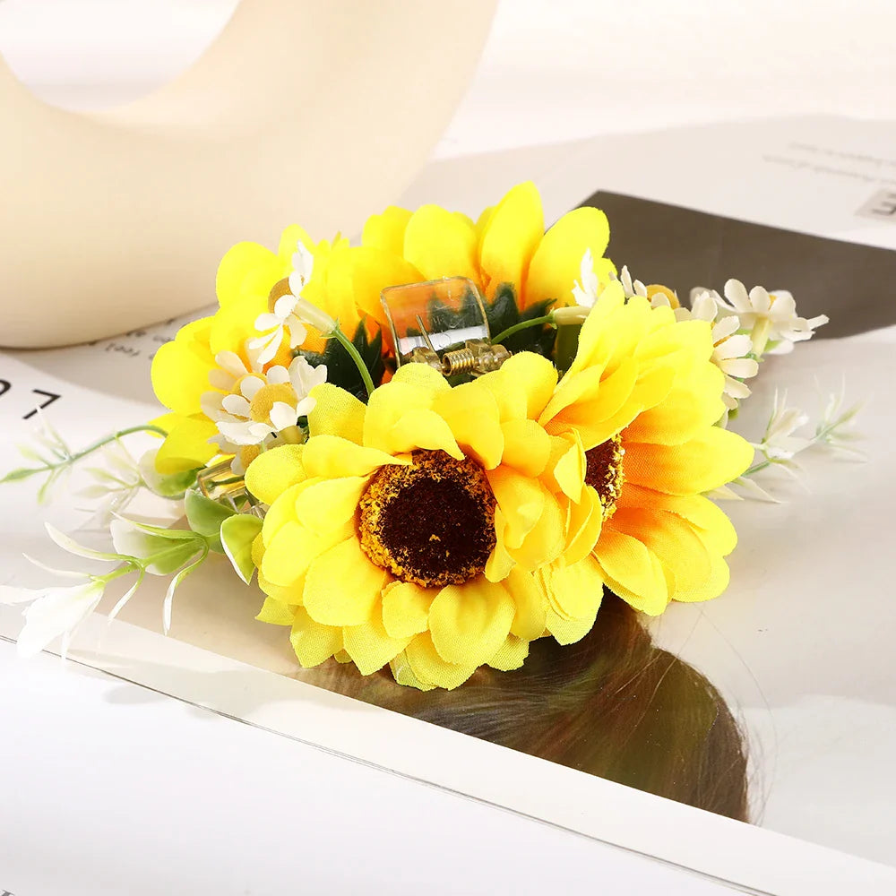 Haimeikang Large Flower Hair Clips for Women - Thick Hair Barrettes, Crab Claw Hairpins, Summer Fashion Hair Accessories for Weddings, Parties, and Everyday Wear
