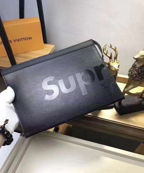 Authentic Louis Vuitton x Supreme Epi Leather Clutch Bag in Black - Luxury Designer Crossbody Purse for Women, Perfect for Parties, Date Nights & Special Occasions