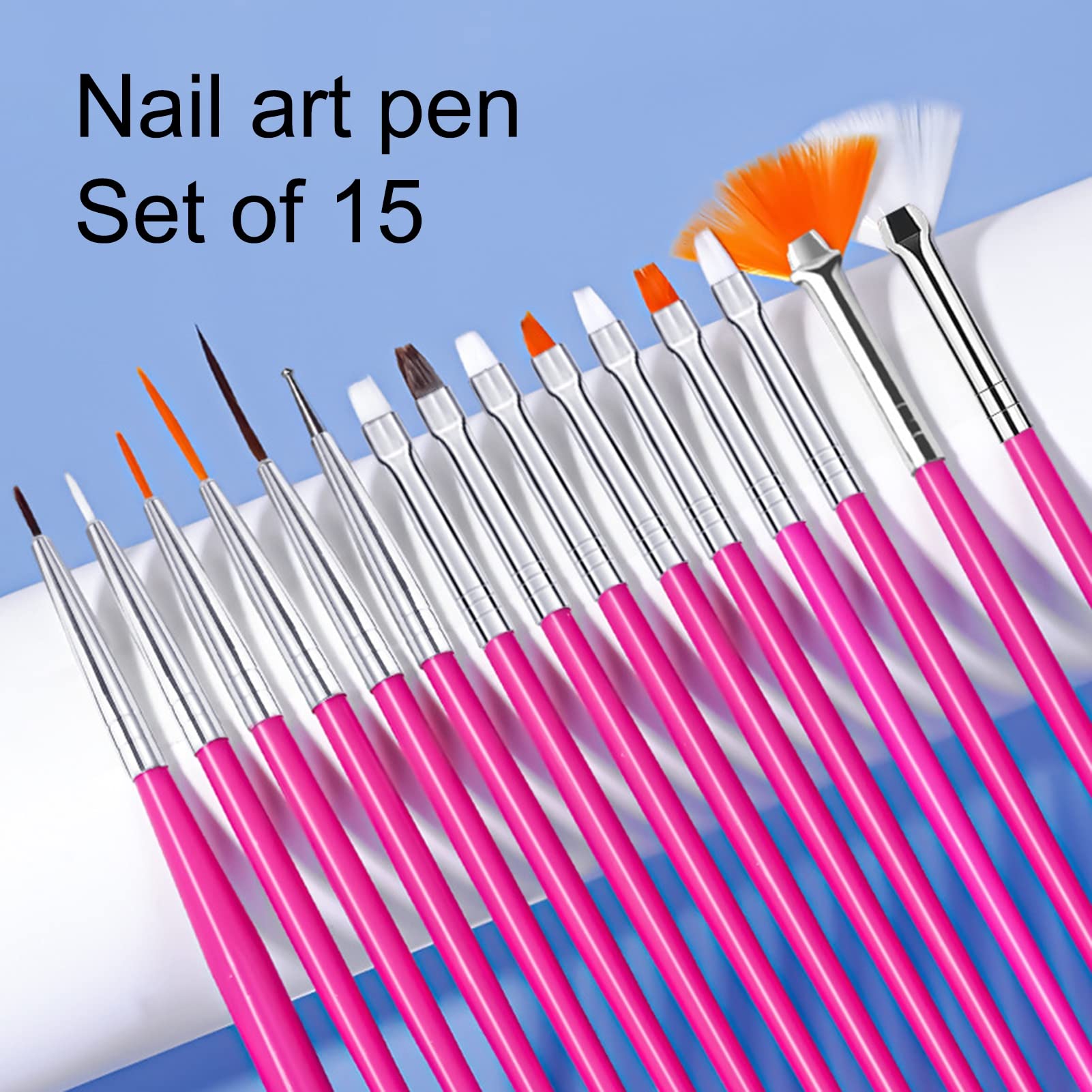 15Pcs Professional Nail Art Liner Brushes Set for Gel Polish - Dotting & Painting Brush Pens for Nail Design (Grey) | Perfect for Salon, Home Manicure & DIY Nail Art
