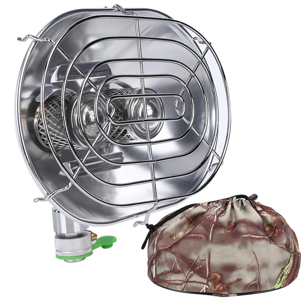 VGEBY Dual Flame Butane Gas Stove - Portable Outdoor Camping Heater for Hiking, Backpacking & Emergency Use | Silver Windproof Cooking Stove for Picnics, RV Trips & Survival Kits