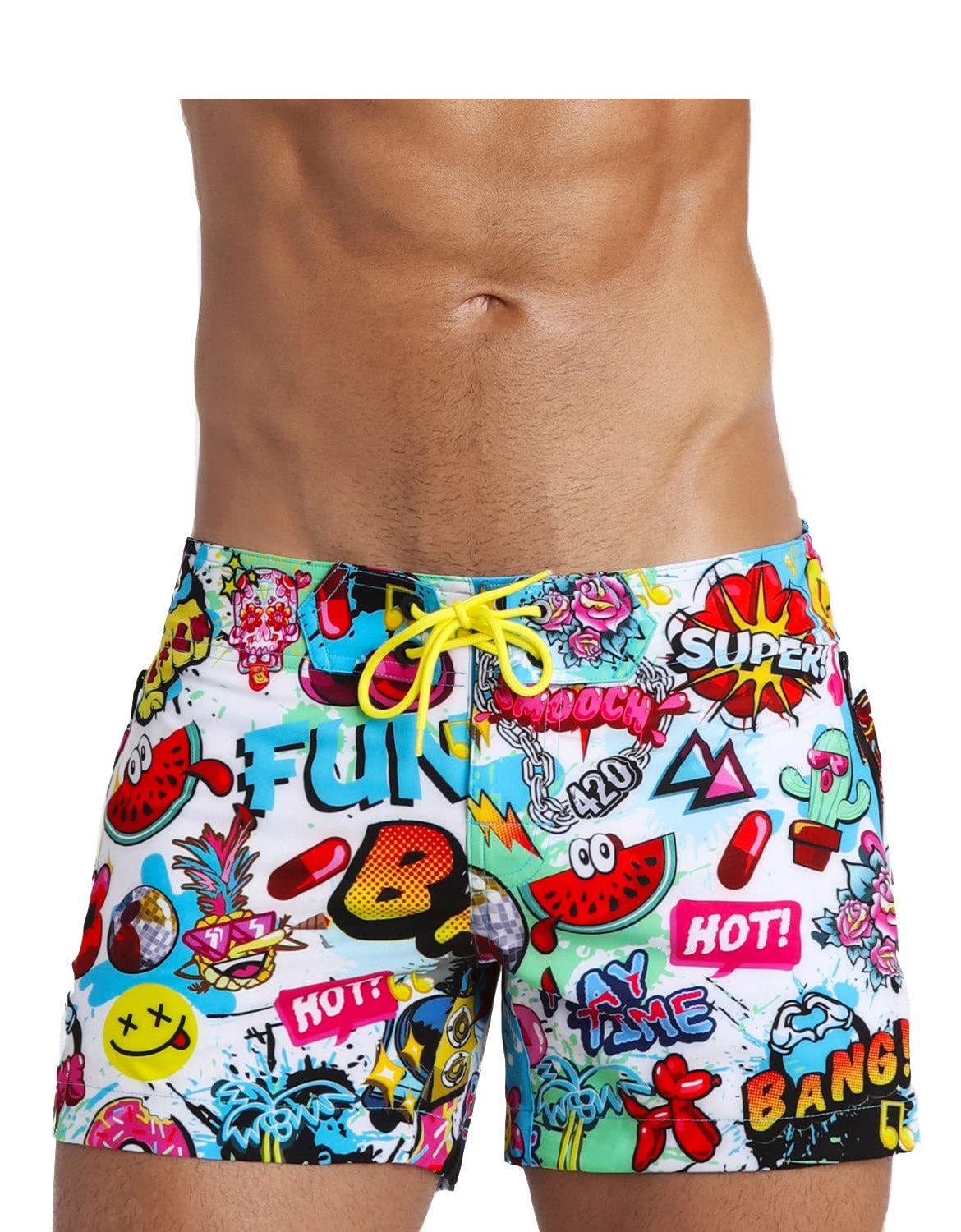 **Bang Men's Swim Trunks - Quick-Dry Stretch Flex Shorts with Adjustable Waist - Premium Beach & Pool Swimwear for Swimming, Surfing, and Vacation**