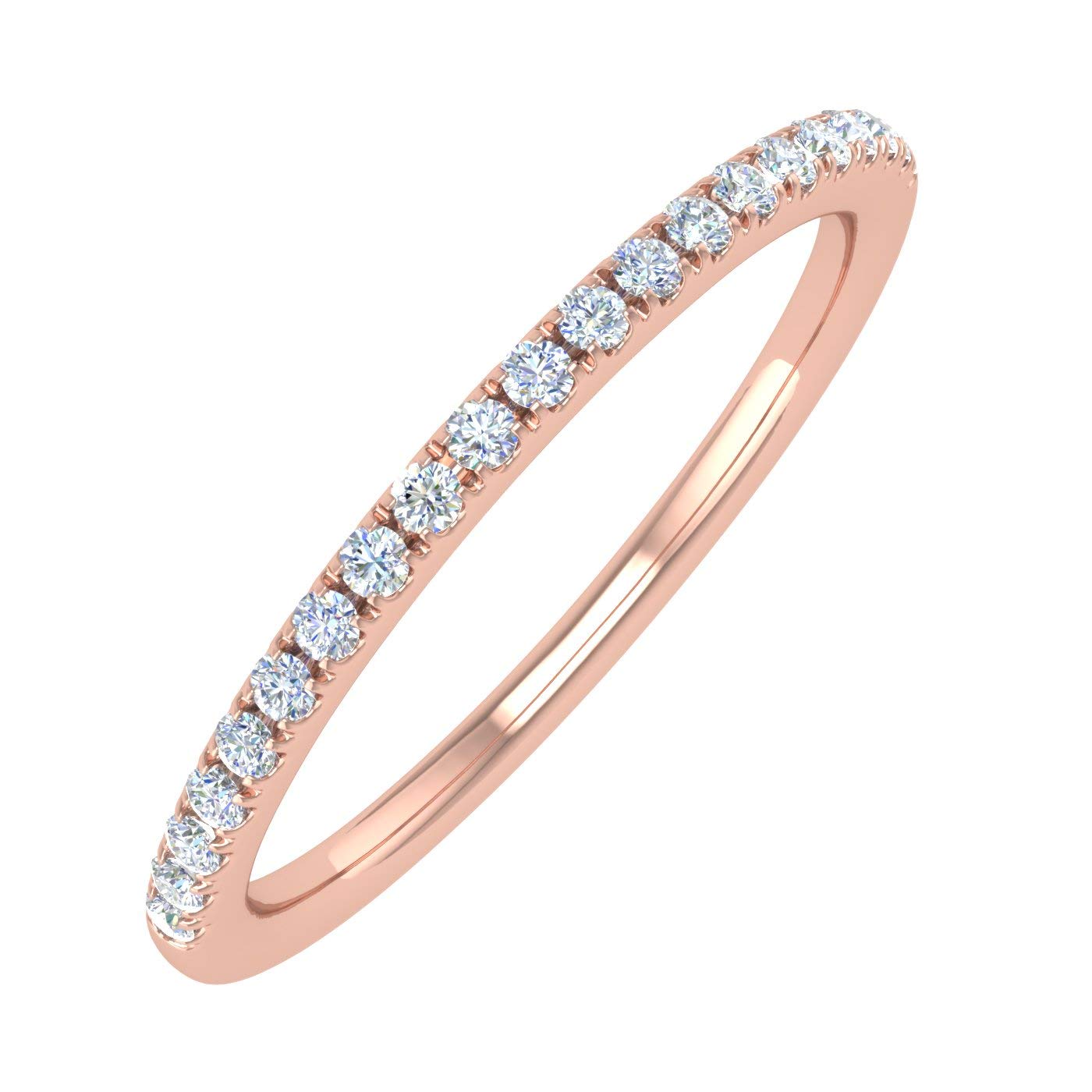 14K Gold Half Eternity Diamond Wedding Band Ring for Women - 0.15 Carat Round Cut Diamond Engagement Ring | Perfect for Anniversary, Proposal, Bridal Jewelry & Everyday Luxury Wear