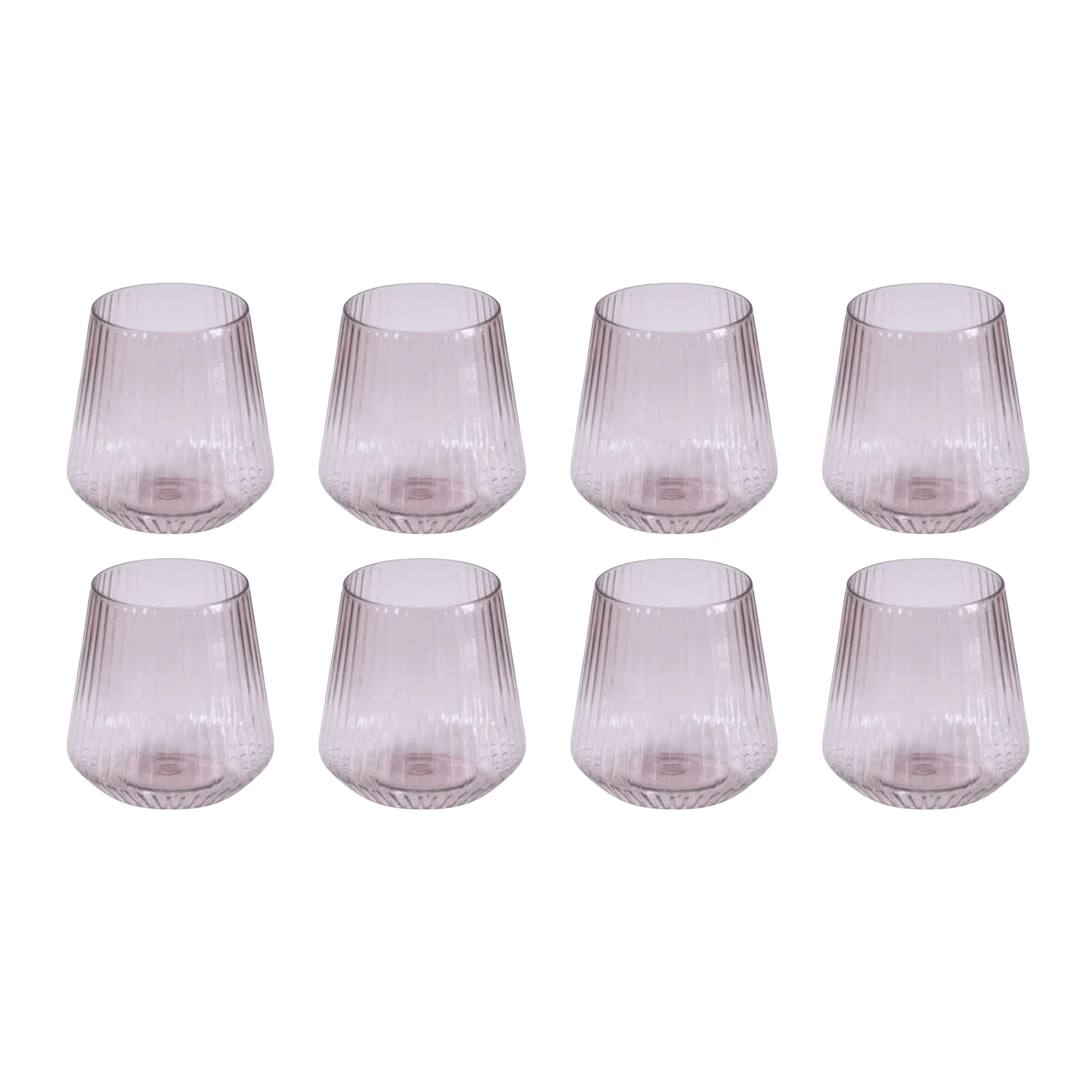 12 oz. Purple Plastic Stemless Ribbed Wine Goblets - 8 Pack Set for Outdoor Parties, Picnics, and Weddings
