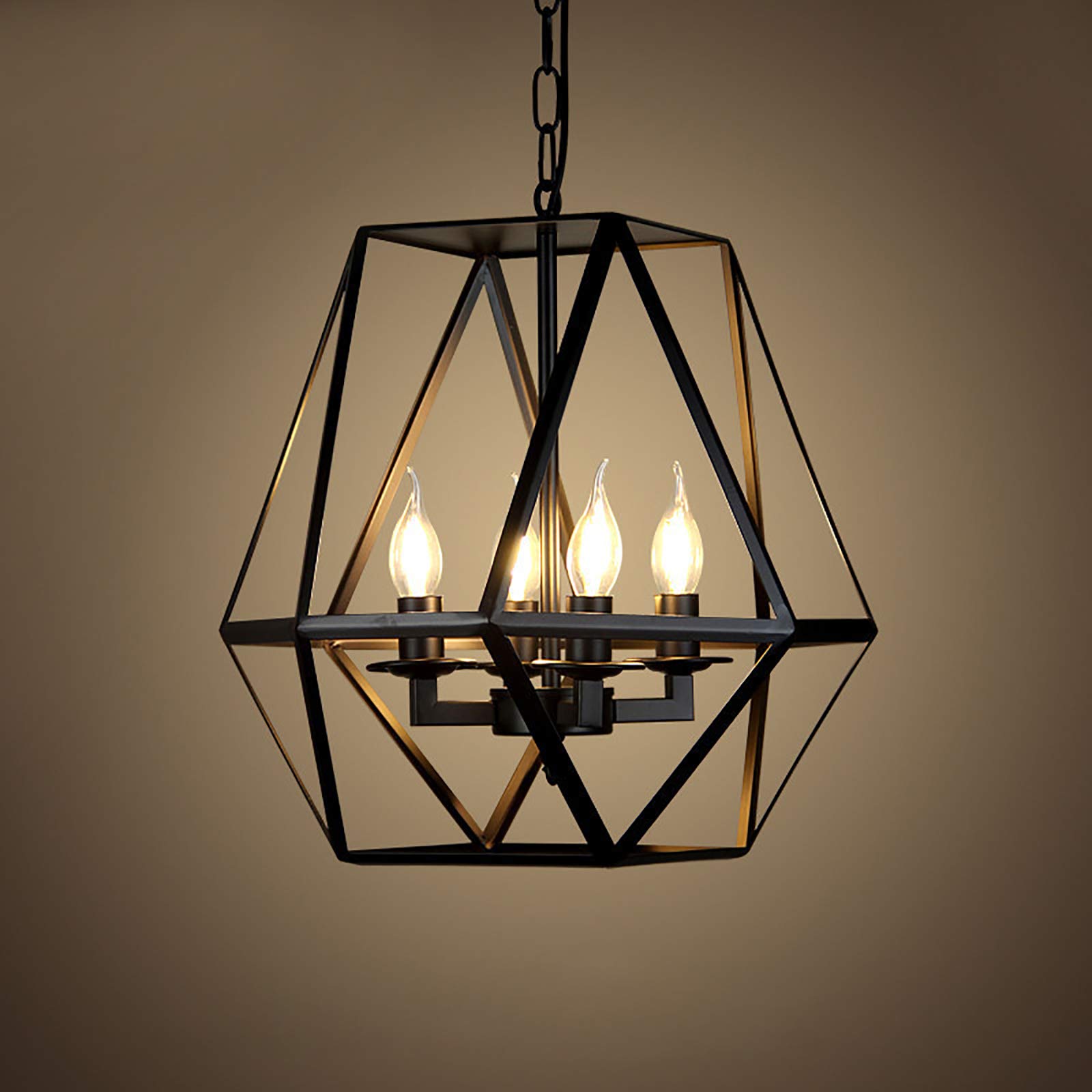 Industrial Hanging Pendant Light Chandelier - 4 Head Adjustable Iron Cage Ceiling Lamp with E14 Cord | Perfect for Dining Room, Kitchen Island & Loft Lighting