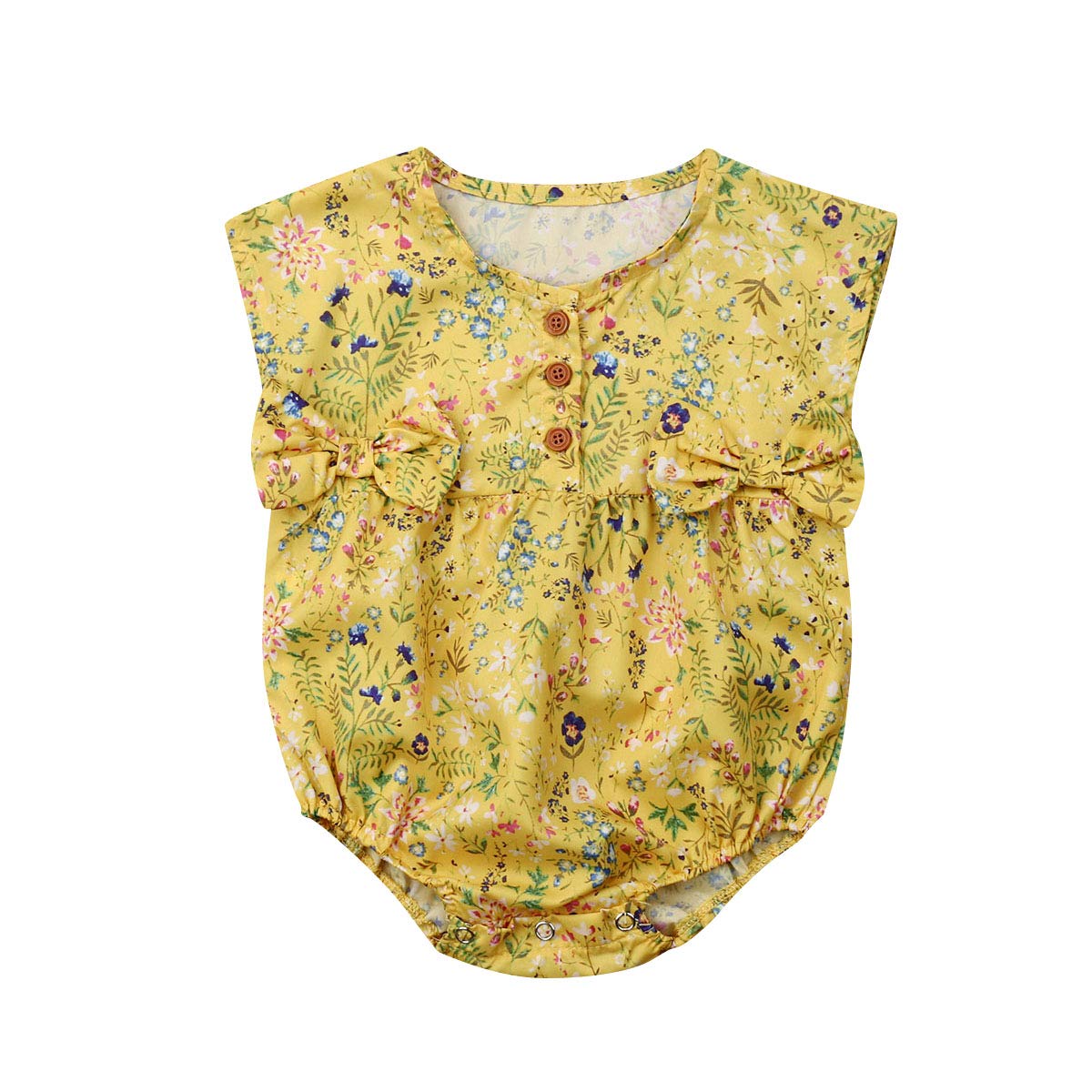 Newborn Baby Girls Romper - Striped & Floral Printed Sleeveless Bodysuit with Bowknot | Soft Cotton Onesie for Summer Outfits, Photo Shoots & Playtime