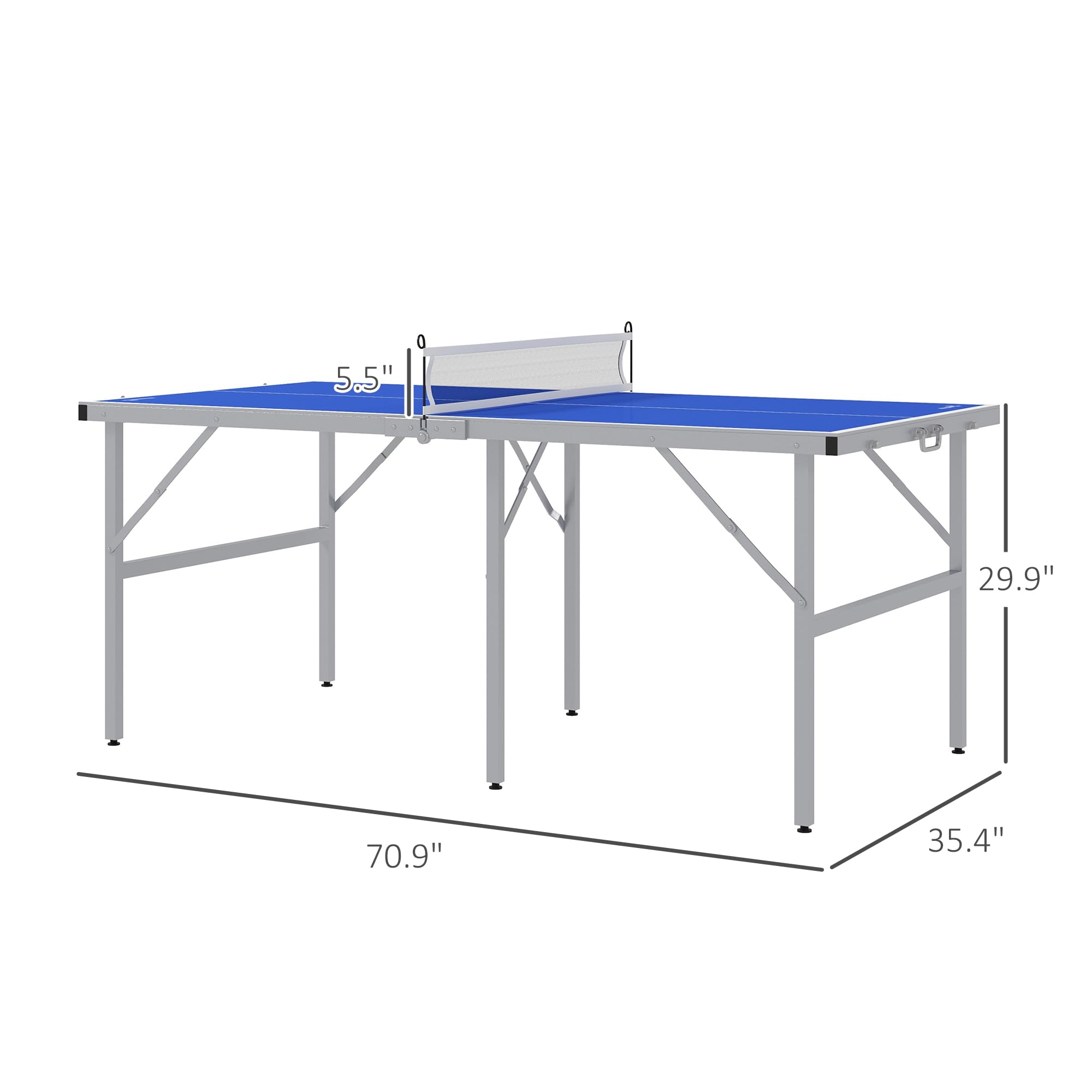 Soozier Foldable Mini Ping Pong Table Set - Indoor/Outdoor Table Tennis with Net, 2 Paddles & 3 Balls | Adjustable Feet & Easy Assembly | Perfect for Home, Office, Backyard or Game Room Fun
