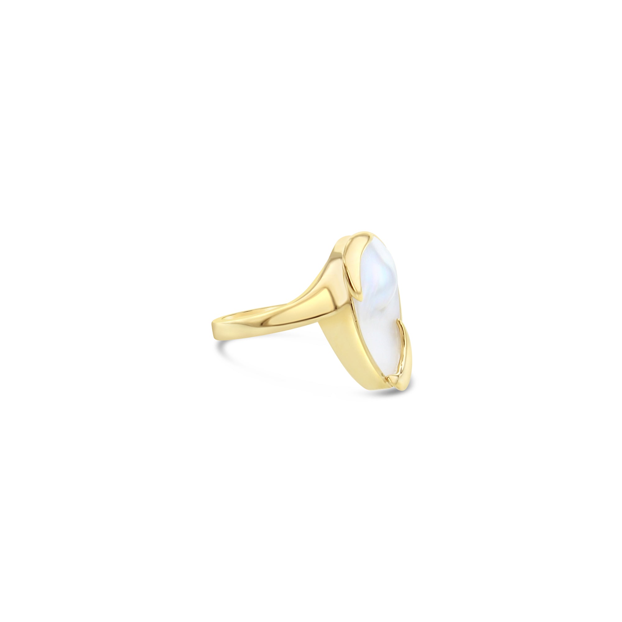 14K Yellow Gold Mother of Pearl Ring for Women - Elegant Jewelry Gift for Birthday, Anniversary & Special Occasions