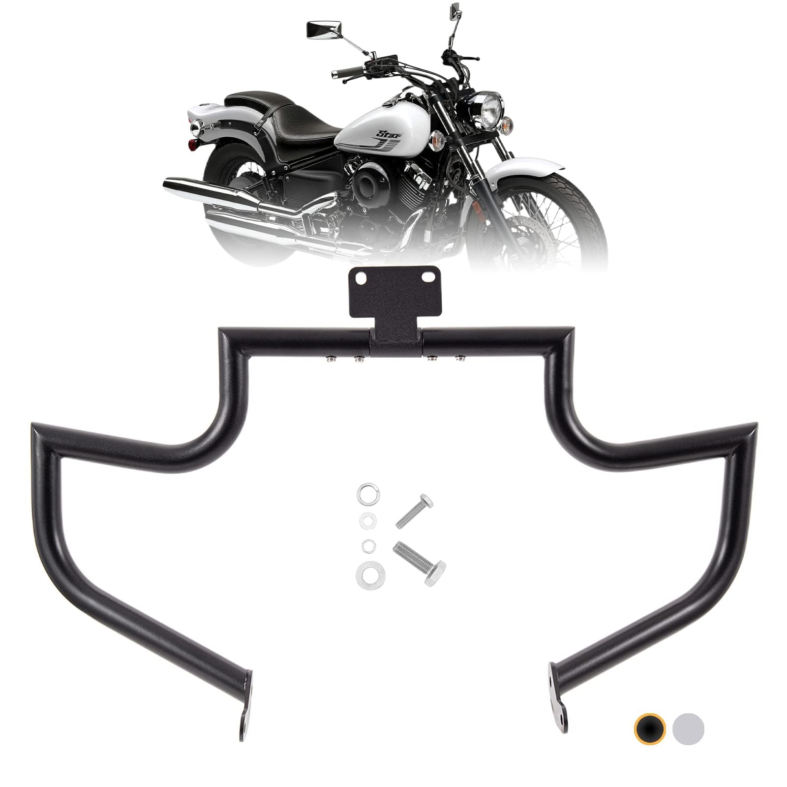 Yamaha VStar V-Star Dragstar XVS 400 650 Crash Bar Engine Guard - Heavy Duty Black Highway Freeway Protection for Motorcycle Safety & Style | Perfect for Long Rides & Urban Commuting