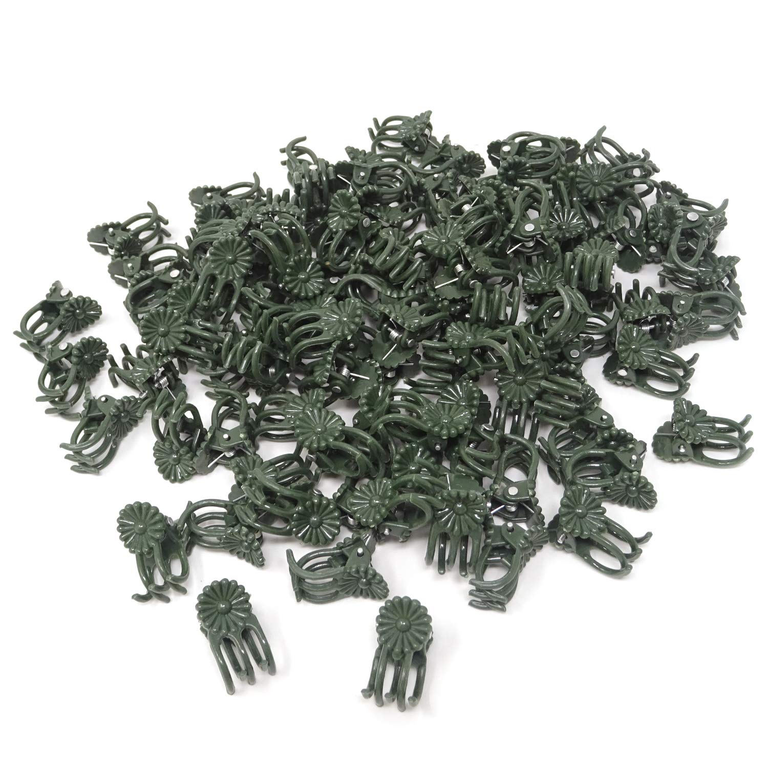 Honbay 100PCS Dark Green Orchid Clips - Tiny Plastic Plant Support Clips for Orchids, Stems, Vines & Stalks to Grow Upright | Perfect for Indoor Gardening, Greenhouse & Flower Arrangement