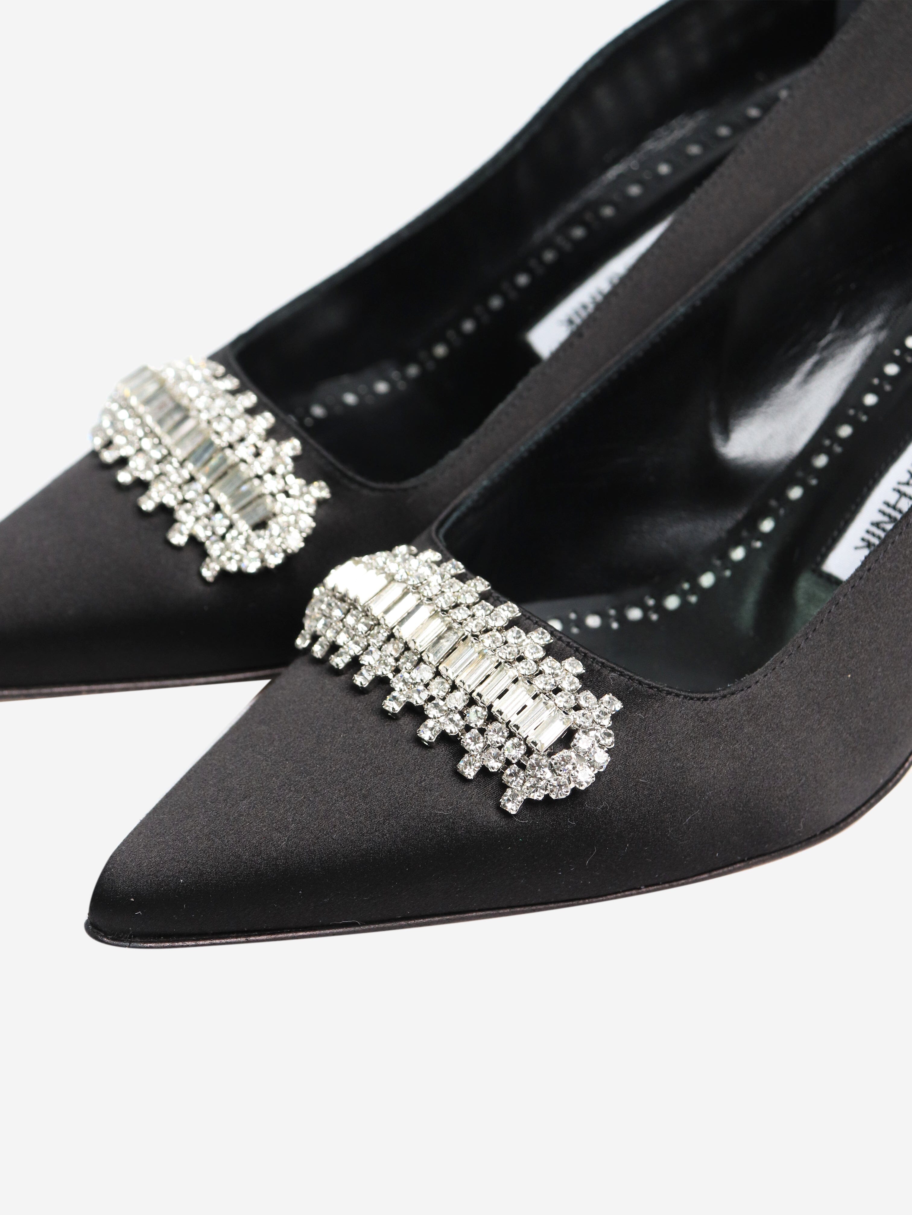 Black Bejeweled Satin Kitten Heel Pumps - Women's Size EU 36 (US 6) - Elegant Evening Shoes for Parties, Weddings & Special Occasions