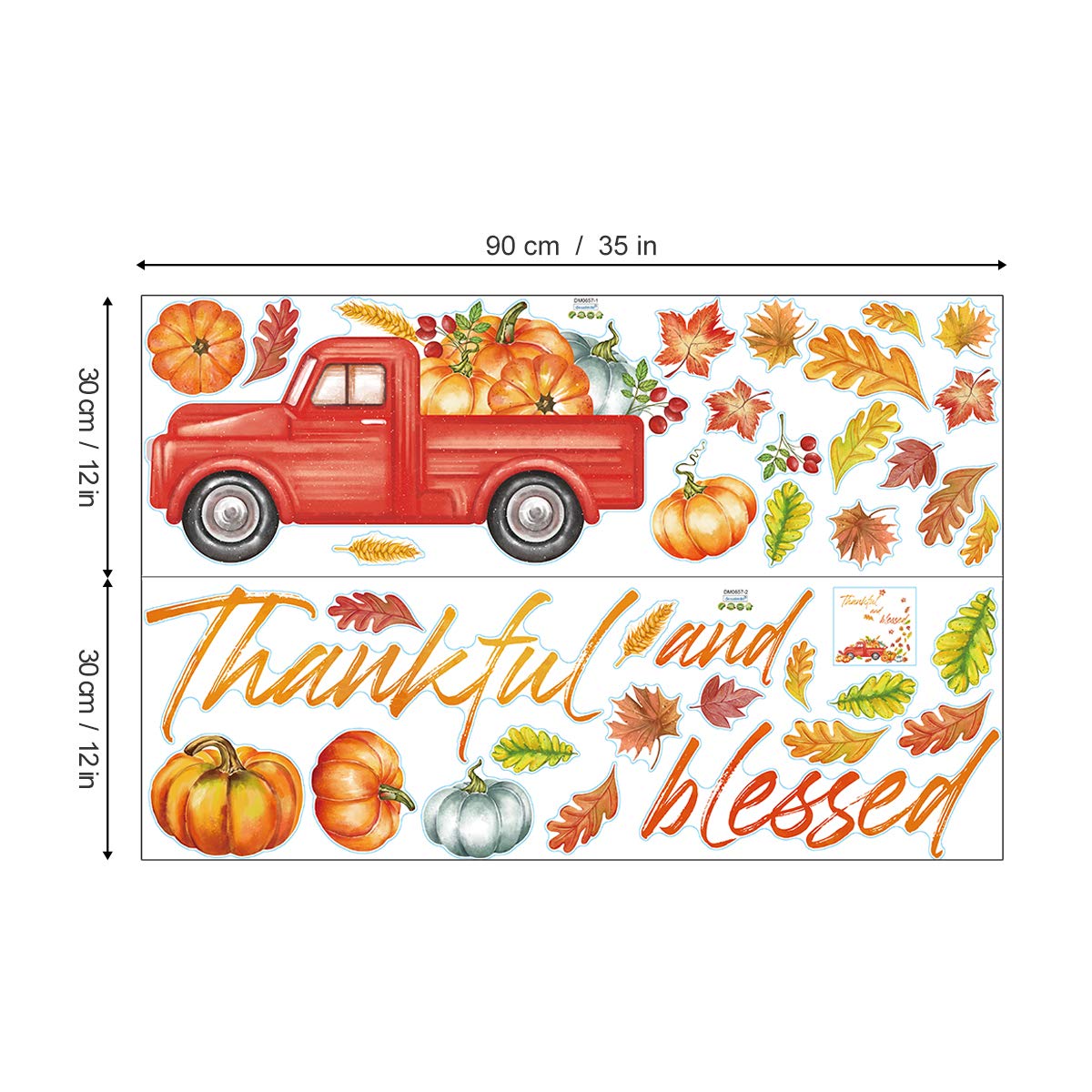 Thanksgiving Truck Wall Decals with Maple Leaves - Fall Home Decor for Living Room & Kitchen Parties