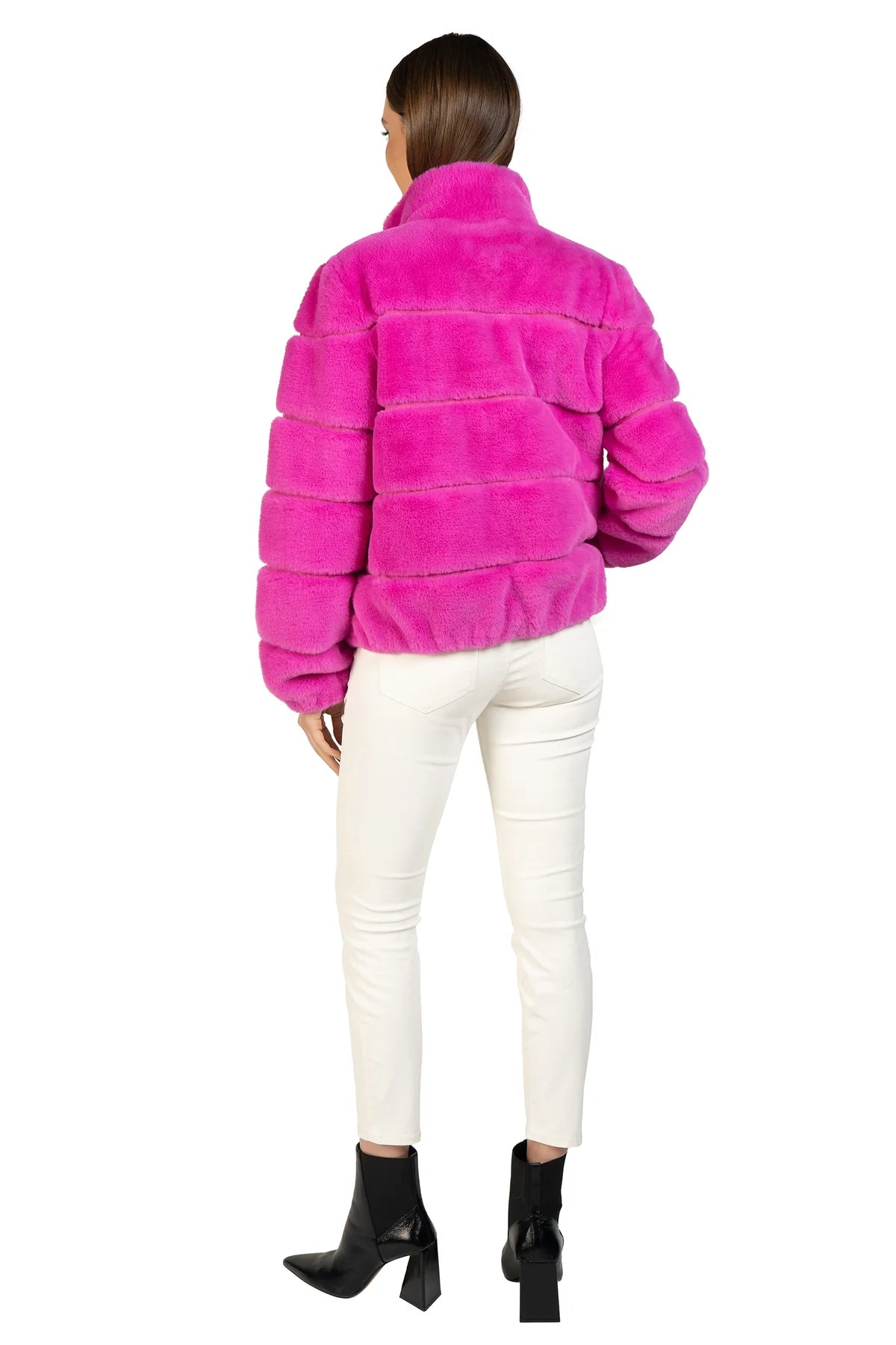 Stylish Hot Pink Faux Fur Jacket for Women - Cozy Winter Outerwear & Fashion Statement for Parties, Dates, and Cold Weather