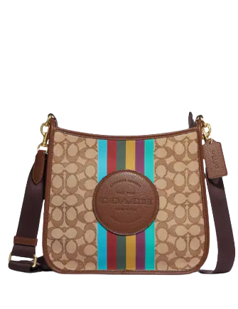 Coach Dempsey Signature Jacquard File Bag with Stripe Detail & Patch Logo - Perfect for Work, Travel & Everyday Carry