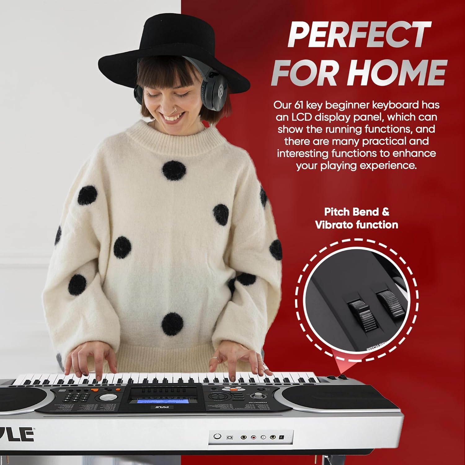 Pyle 61-Key Portable Electronic Piano Digital Keyboard with Built-in Speakers, 162 Sounds & 200 Music Styles - Includes Waterproof Bag, Sustain Pedal & Headset - Perfect for Home Practice, Travel & Live Performances
