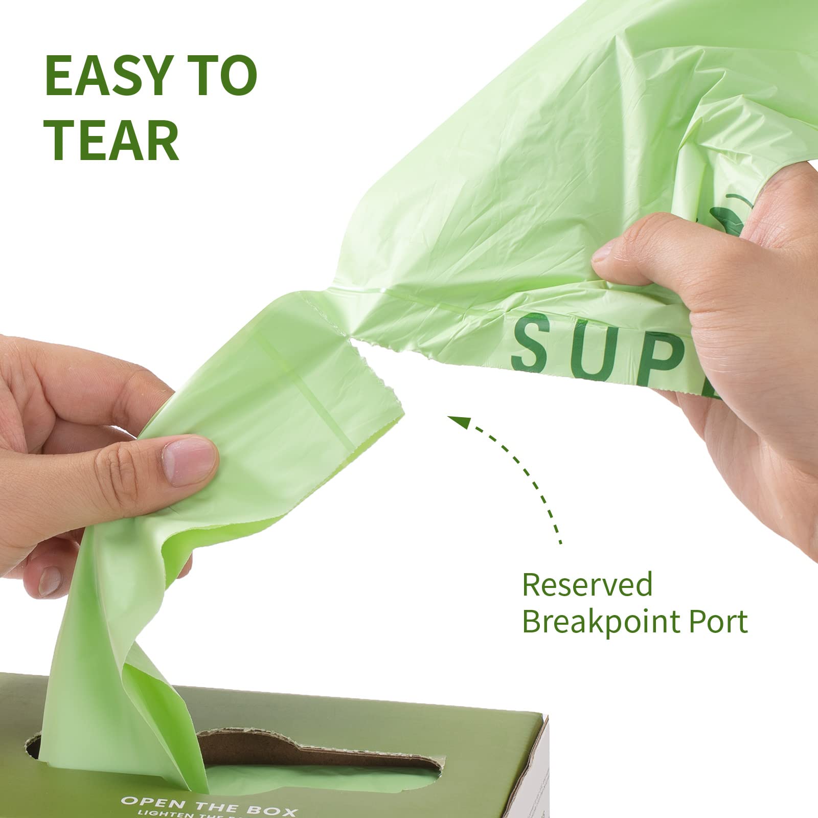 SUPERBIO 2.6 Gallon Compostable Trash Bags with Handles - 100 Count (1 Pack) - BPI & OK Compost INDUSTRIAL Certified Food Waste Bags - 9.84L - Perfect for Kitchen Composting, Organic Waste Disposal & Eco-Friendly Trash Collection