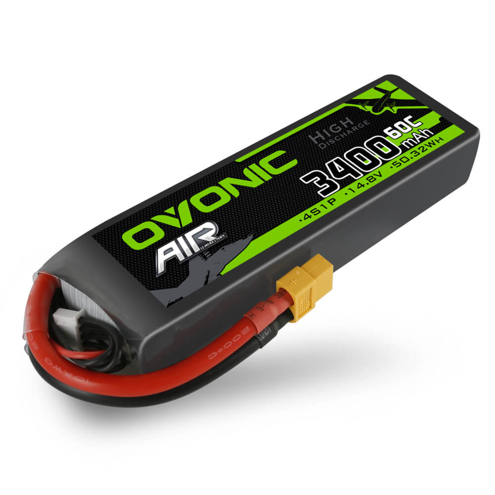 Ovonic 60C 4S 14.8V 3400mAh LiPo Battery with XT60 & Deans Plug for RC Airplane EDF - High Performance Power for RC Drones, Helicopters and Remote Control Aircraft