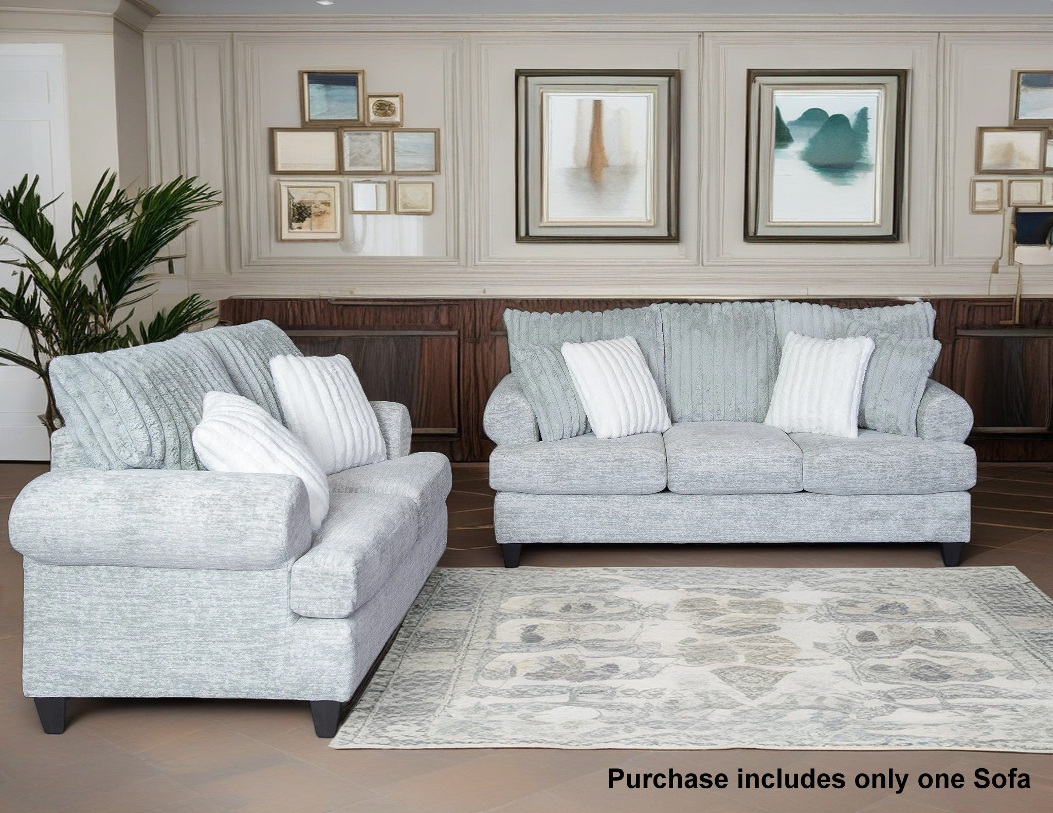 Oasis Transitional Stationary Sofa - Modern Comfortable Living Room Couch in Galactic Oyster Fabric | Perfect for Small Spaces, Apartments & Cozy Home Decor