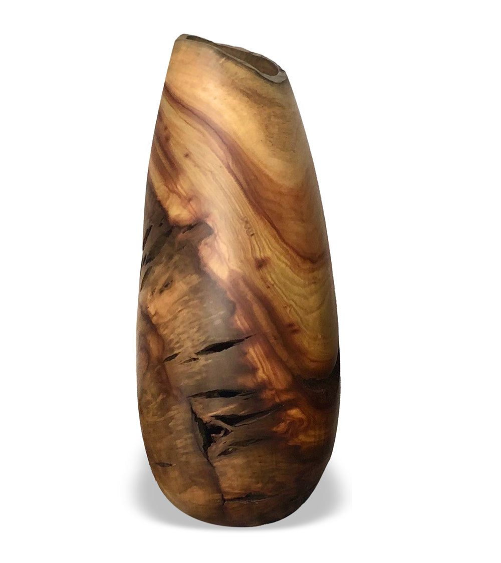 Dan Stevenson Red Camphor Vase - Jupiter Series #1125 | Handcrafted Wooden Home Decor | Perfect for Living Room, Bedroom & Office Display