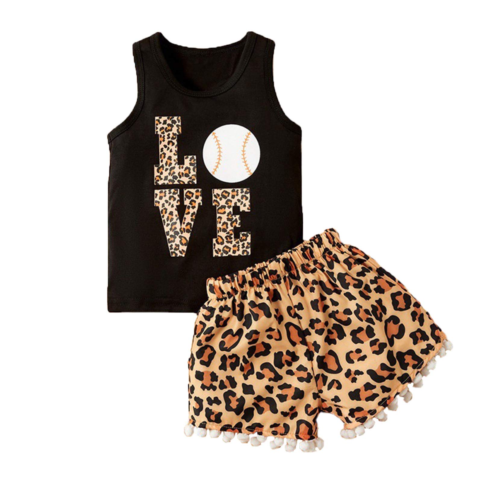 GEZHEN Baby Boys Girls Short Sleeveless Tops + Leopard Print Shorts Set for Newborn to 18 Months - Valentine's Day Outfit, Summer Playwear, Casual Daily Wear