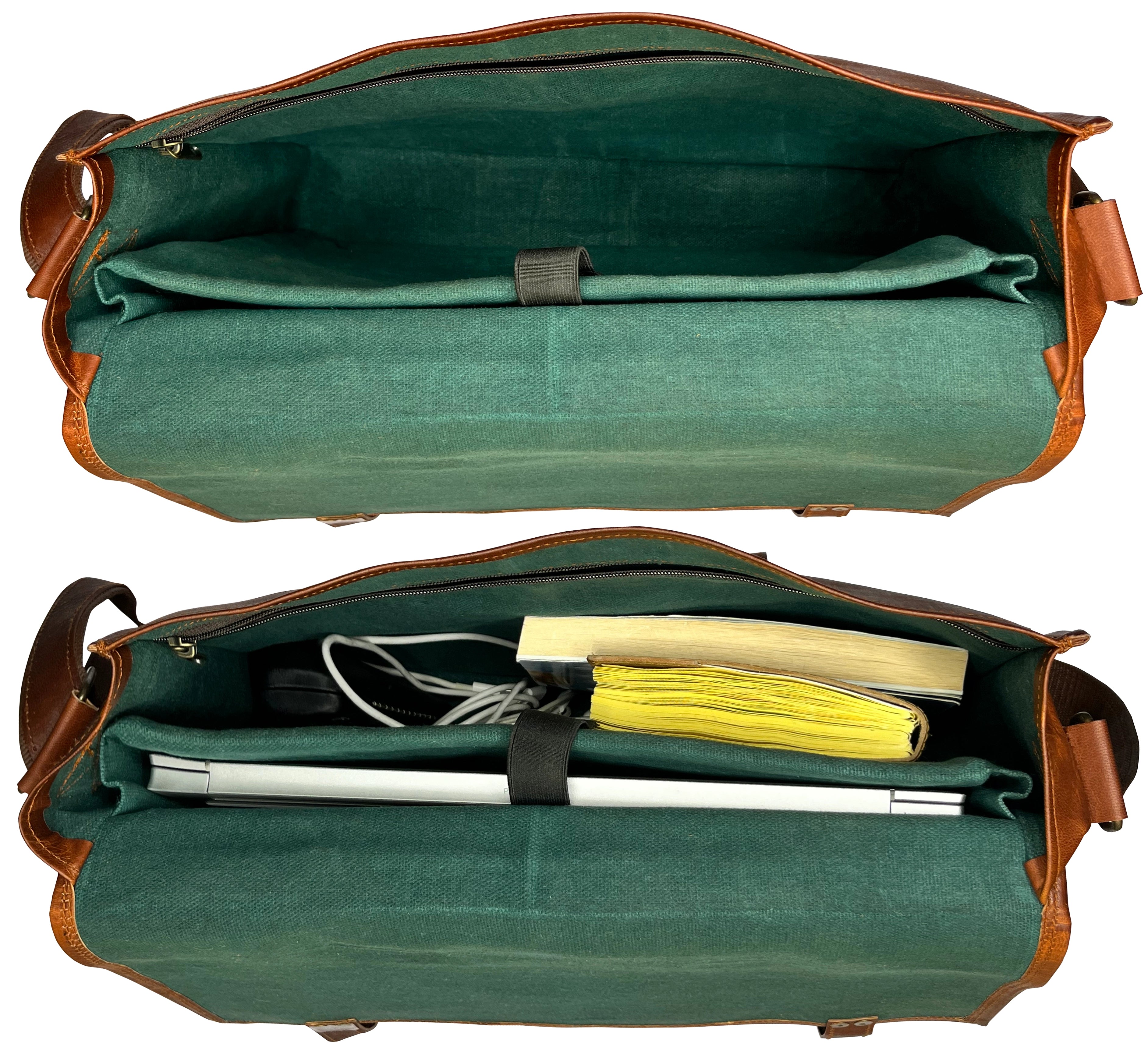 16 Inch Genuine Leather Laptop Messenger Bag for Men & Women - Business Work, Travel & College Satchel with Adjustable Shoulder Strap