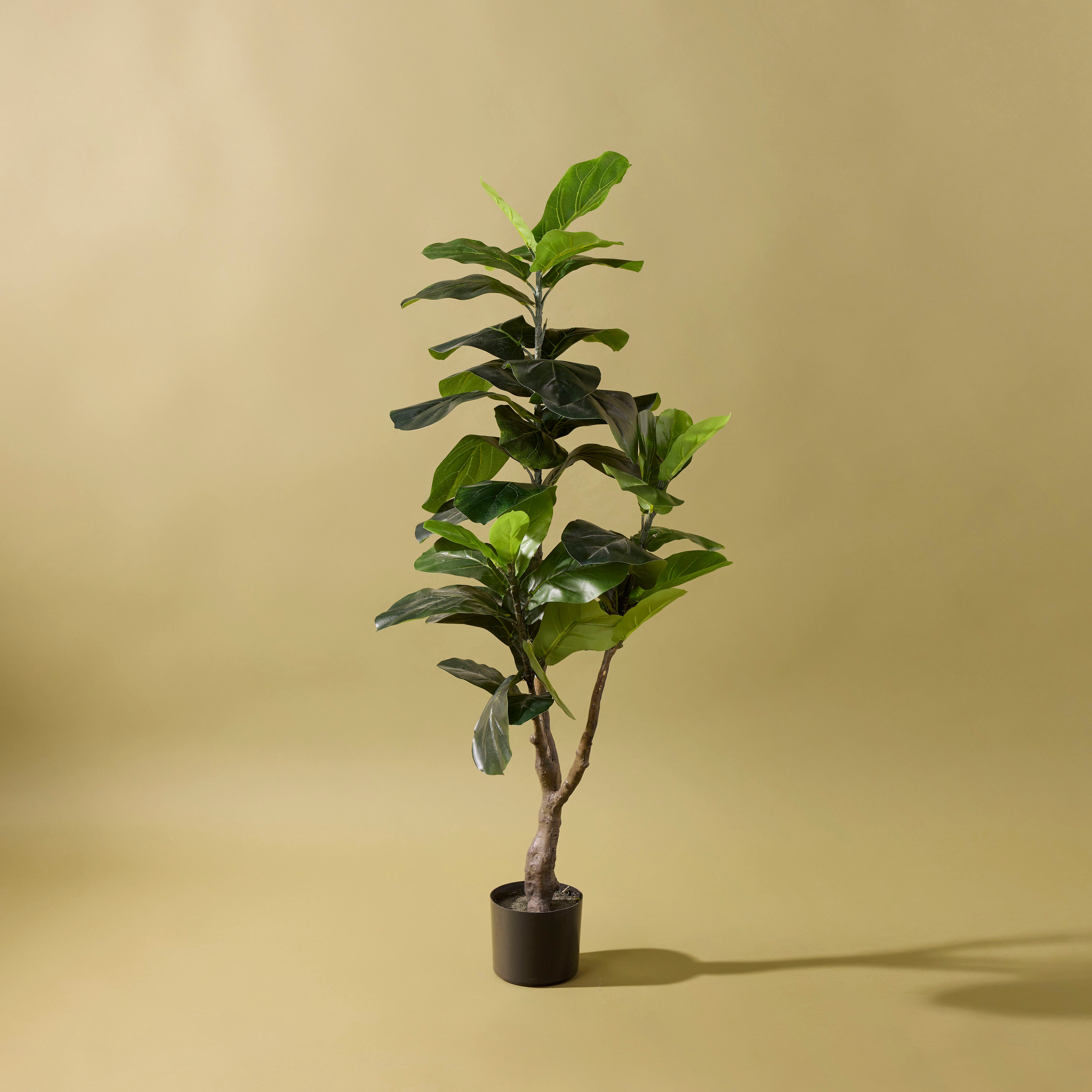Premium 120cm Artificial Faux Fiddle Leaf Fig Tree - Large Lifelike Fake Plant for Home Decor, Office, Living Room & Indoor Spaces