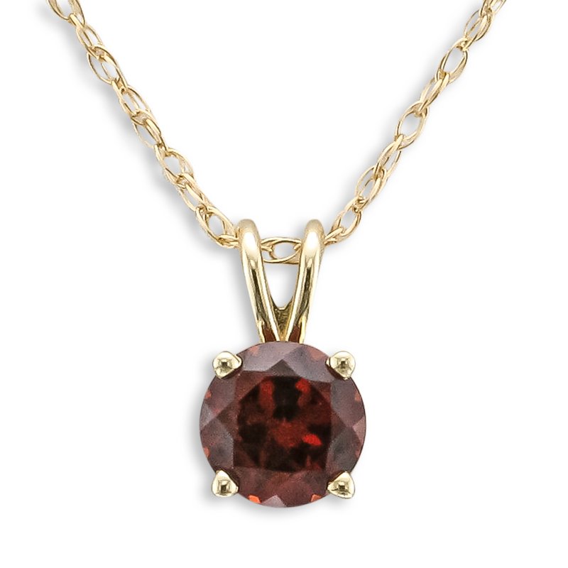 14K Yellow Gold Round Garnet Necklace for Women - Elegant Birthstone Jewelry Gift for Anniversary, Valentine's Day & Special Occasions