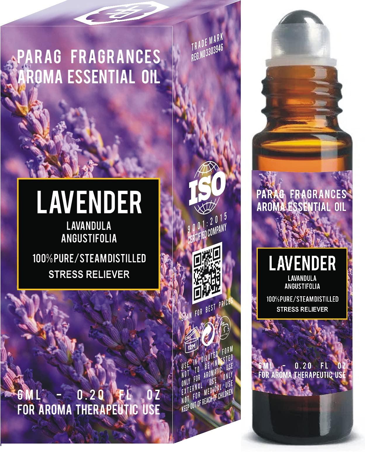 Parag Fragrances 100% Pure Lavender Essential Oil – Natural, Undiluted & Aromatherapy Grade 1 (6ml) for Relaxation, Sleep & Stress Relief