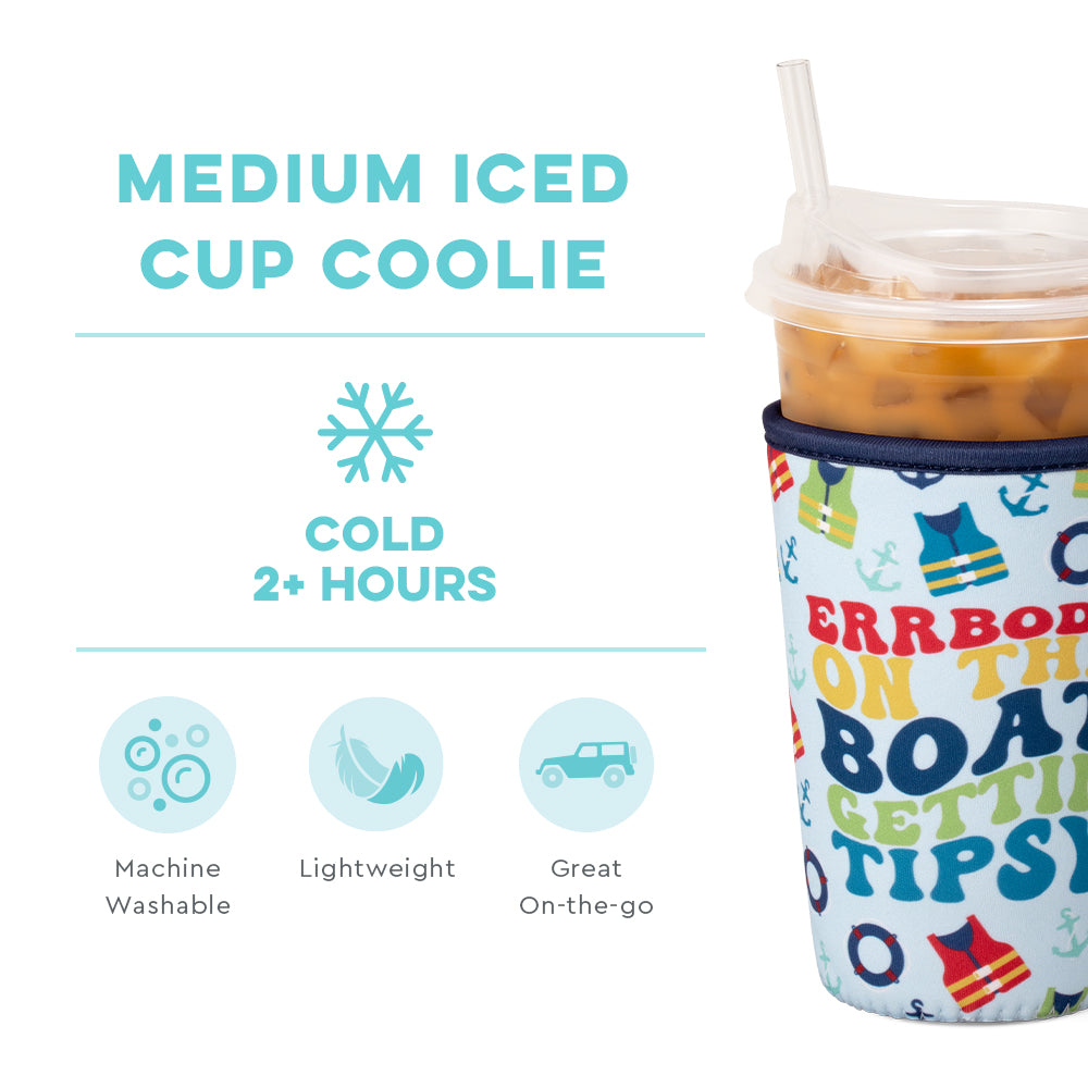 Errbody On The Boat Medium Iced Cup Coolie - Insulated Beverage Sleeve for Cold Drinks - Perfect for Boating, Beach Parties & Outdoor Activities