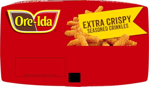 Ore-Ida Extra Crispy Seasoned Crinkles French Fries - Frozen Fried Potatoes 26oz Bag - Perfect for Family Dinners, BBQs & Game Day Snacks