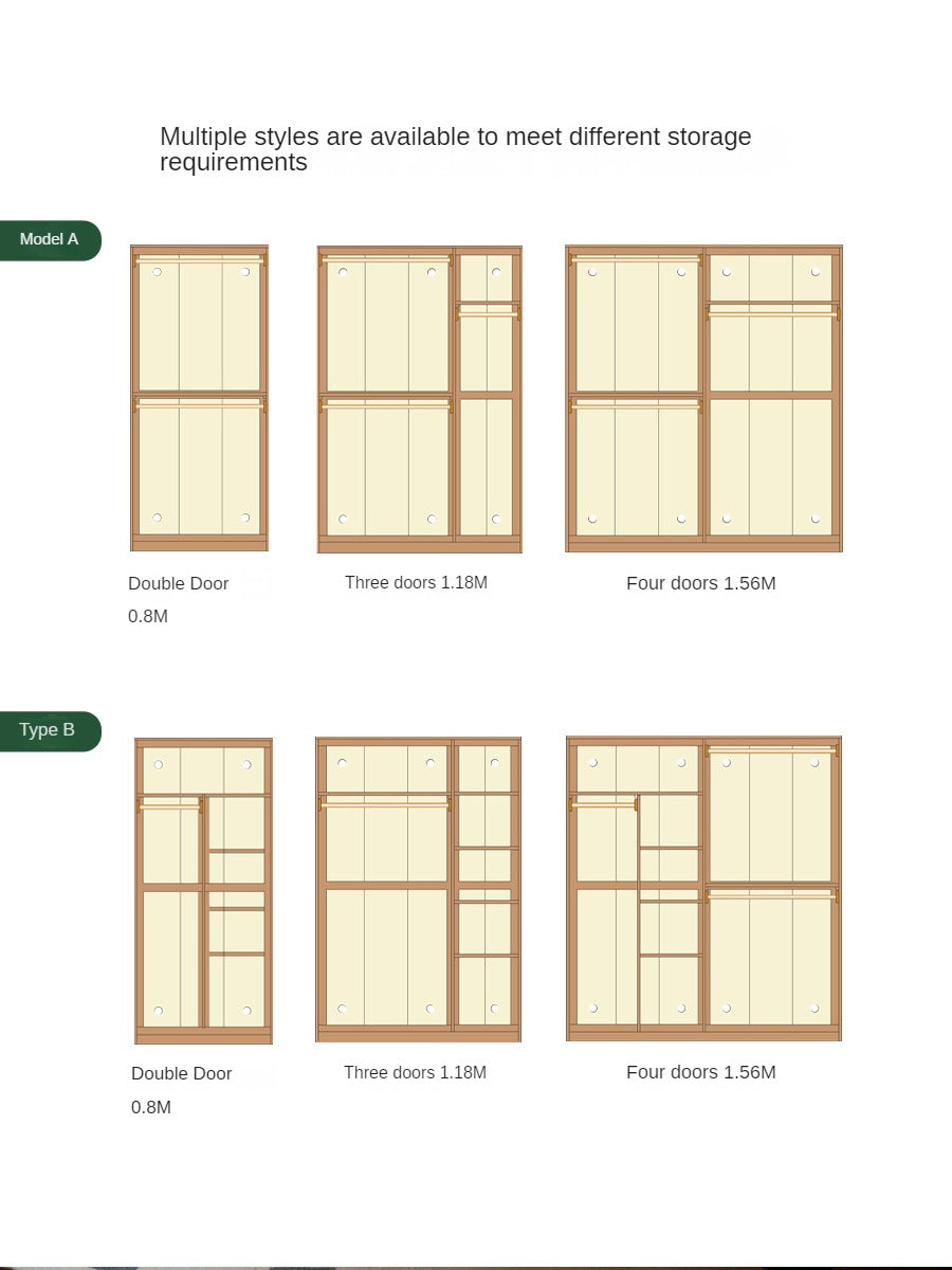 Solid Oak Wood Narrow Wardrobe - Slim Space-Saving Closet for Bedroom, Hallway, or Small Apartment