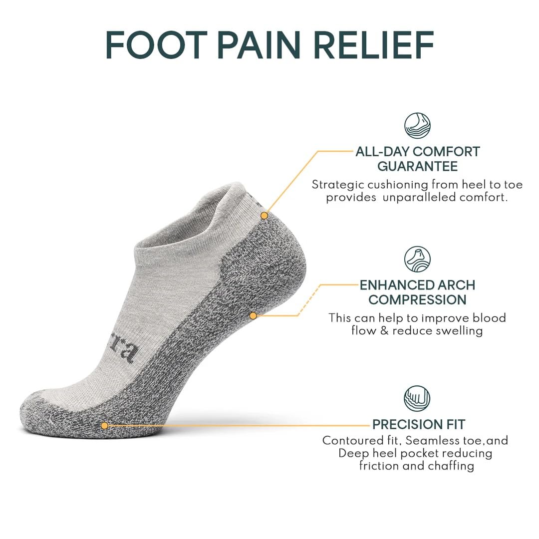 Breathable Moisture-Wicking No Show Socks for Men & Women - Unisex Cushioned Compression Socks with Arch Support (6-Pack, X-Large, Multicolor) - Perfect for Running, Gym & Casual Wear