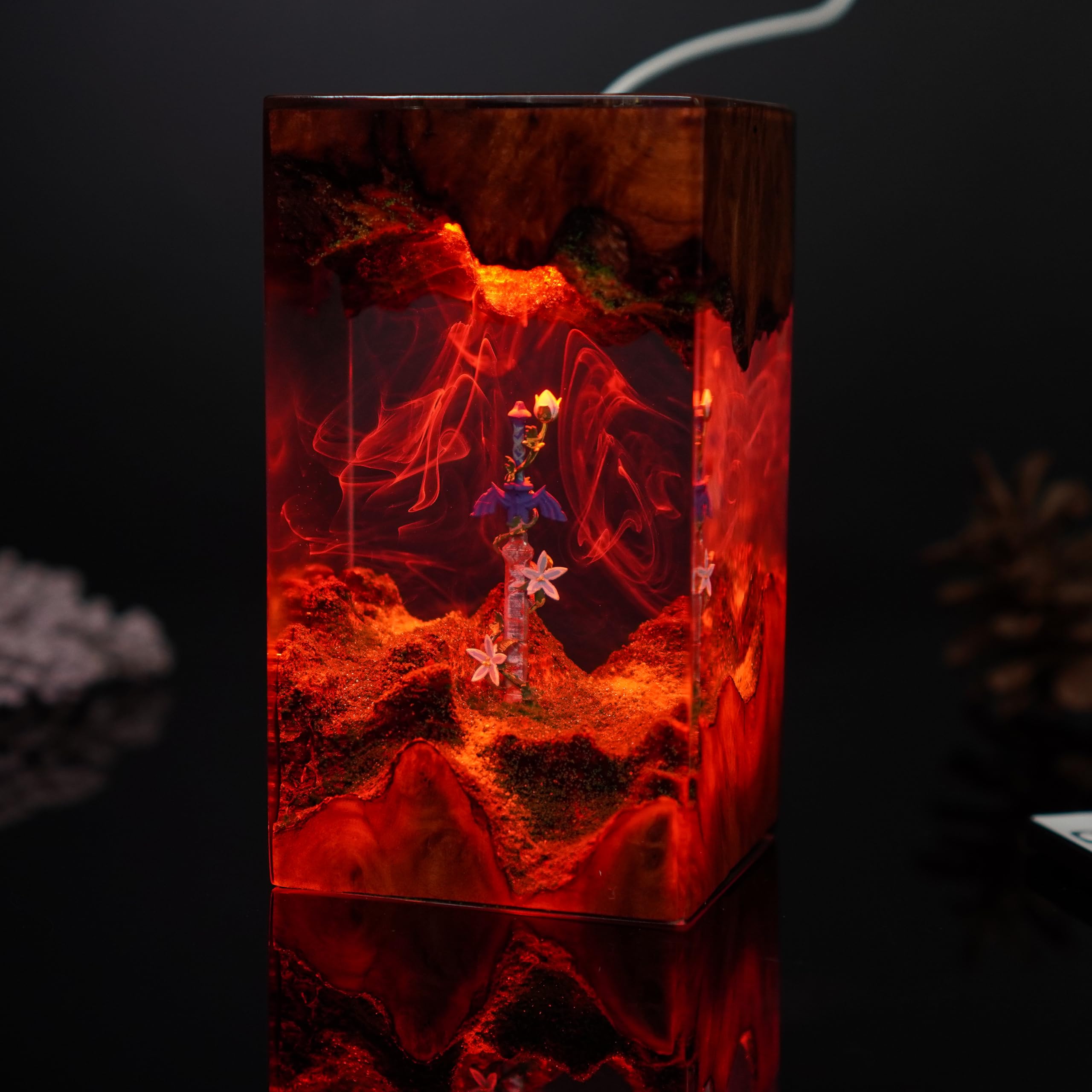 Legend of Zelda Master Sword & Silent Princess Flower Night Light - 8x15cm Resin Wood Gaming Lamp for Bedroom, LoZ/TOTK/BOTW Themed Decor, Perfect Gift for Gamers & Birthday Present - Creates Cozy Gaming Atmosphere