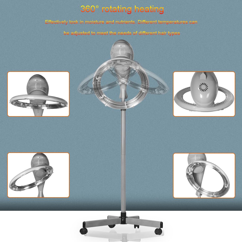 Orbiting Rotating Hair Dryer for Faster Drying - Professional Stand Hair Dryer with Perm Styling Function - Salon & Home Use for Blowouts, Curls & Volume