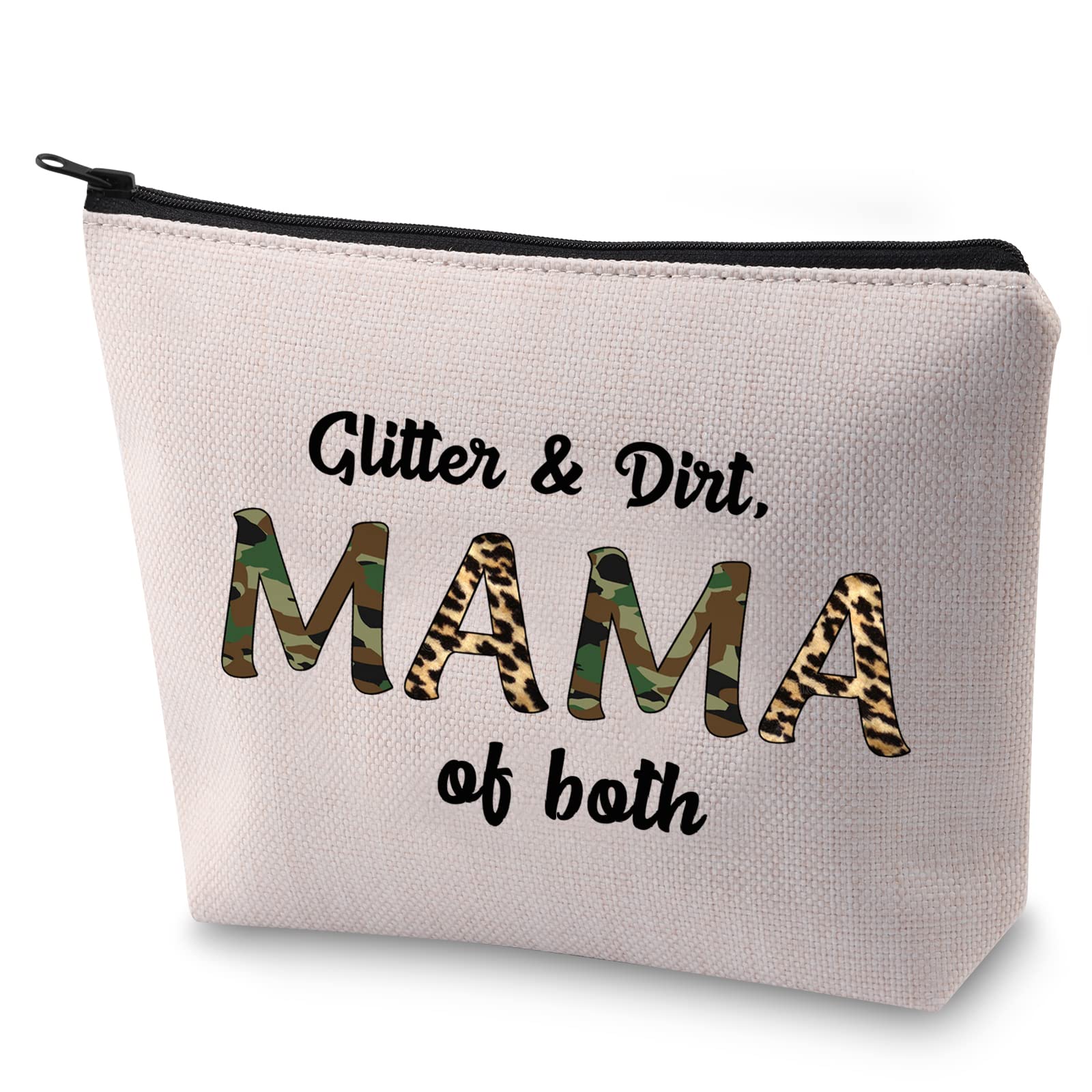BLUPARK Glitter and Dirt Mama Makeup Bag - Perfect Mother's Day Gift for Mom, Mom to Be & Mama of Both - Stylish Cosmetic Pouch for Everyday Use, Travel & Special Occasions