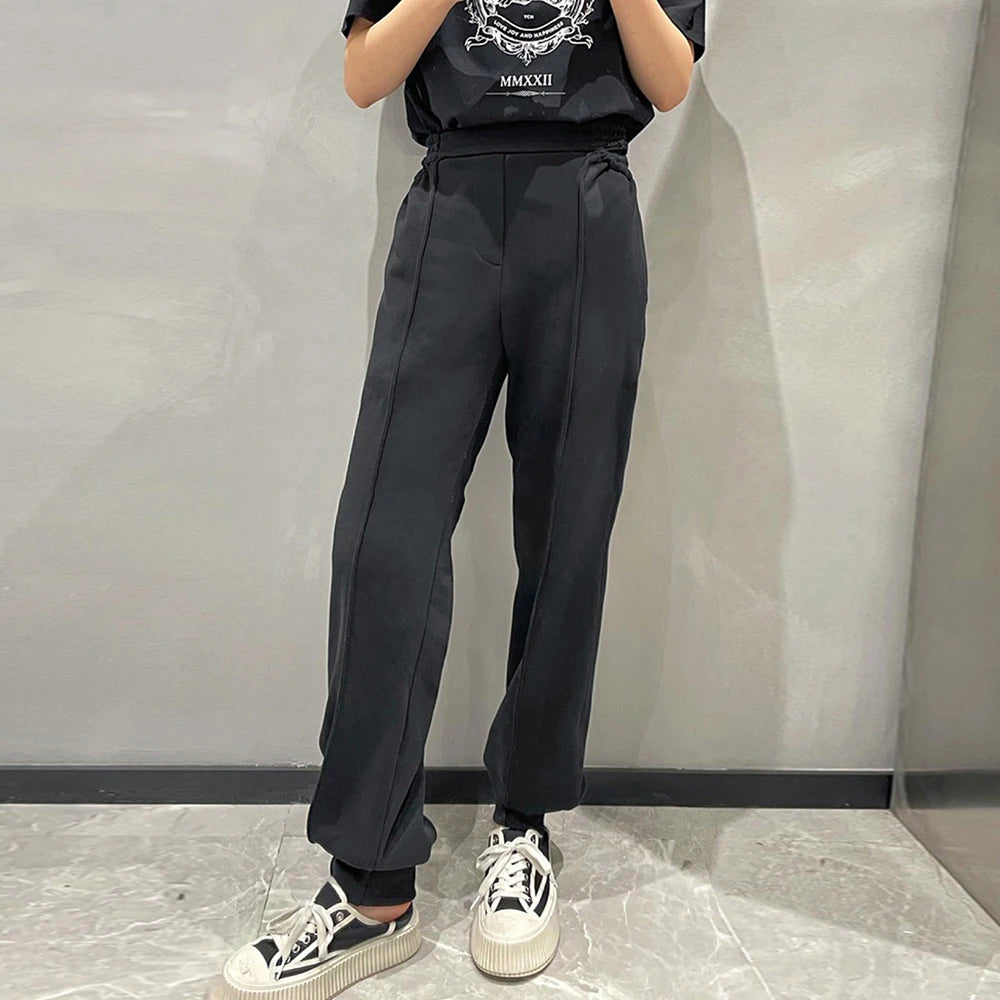 Black High Waist Loose Pencil Pants for Women - Minimalist Solid Trousers | Korean Fashion Style | Perfect for Office, Casual Wear & Travel