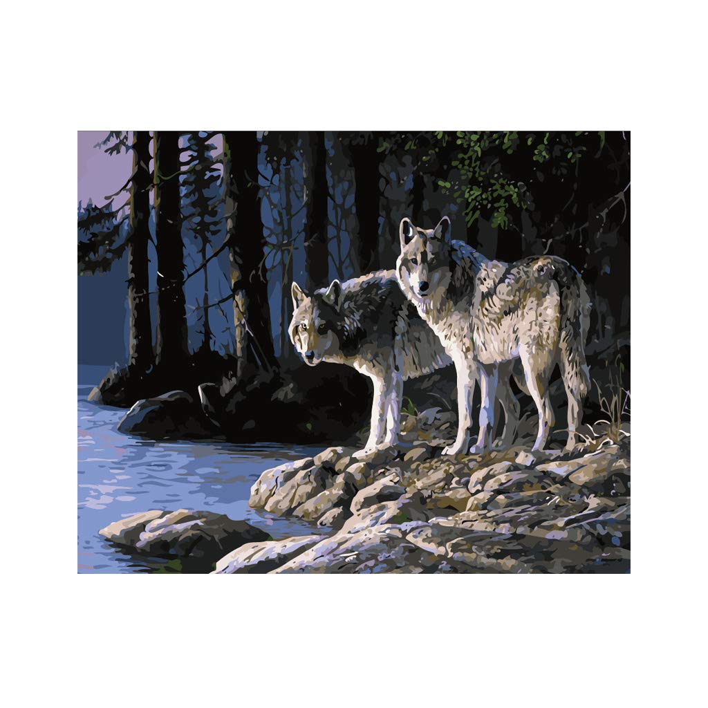 XISAOK Wolf Frameless DIY Digital Oil Painting Kit - Paint by Numbers Canvas Wall Art for Home Decor | Perfect for Living Room, Bedroom & Office