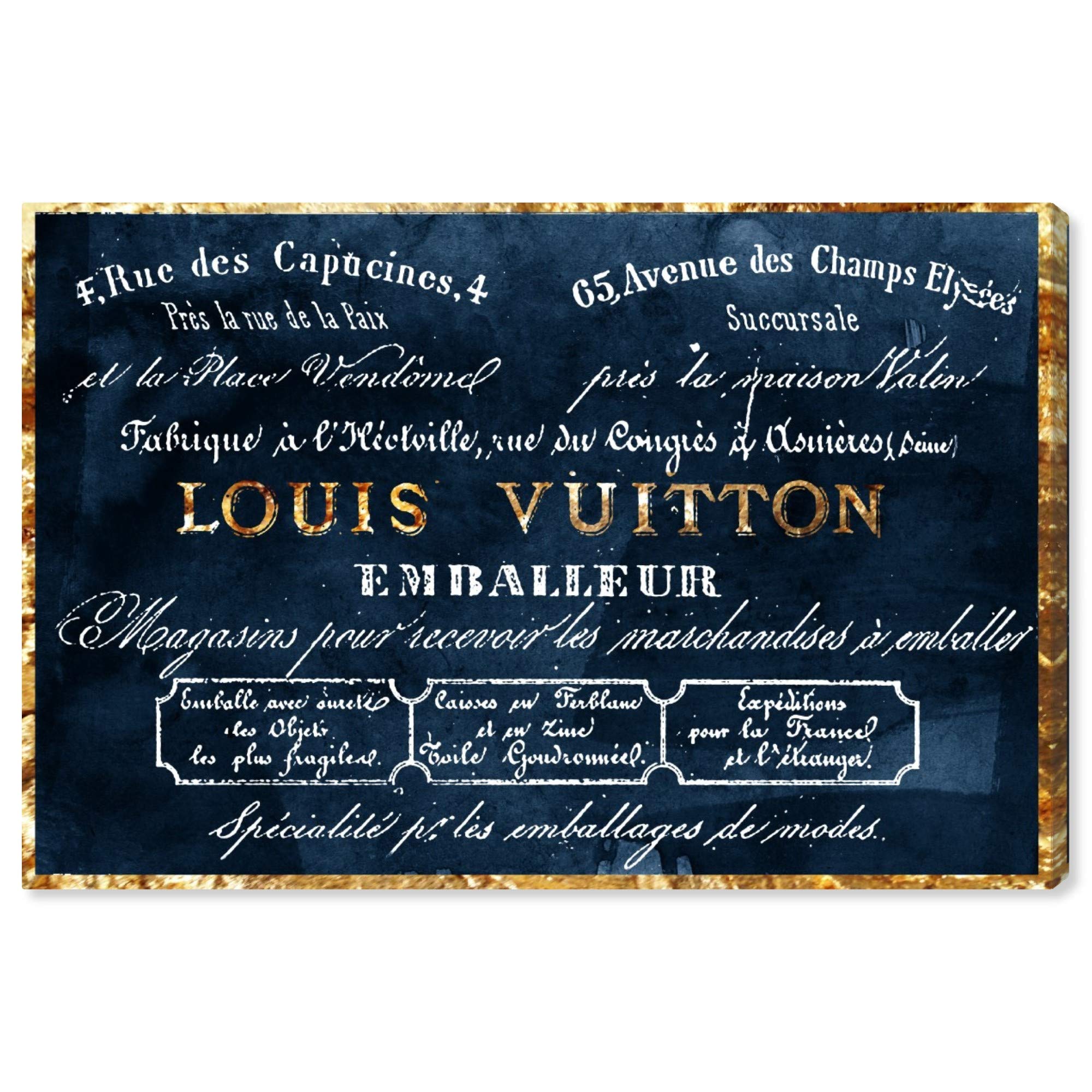 Oliver Gal 'Emballeur Navy' Blue Fashion Wall Art Print - Premium Canvas 60