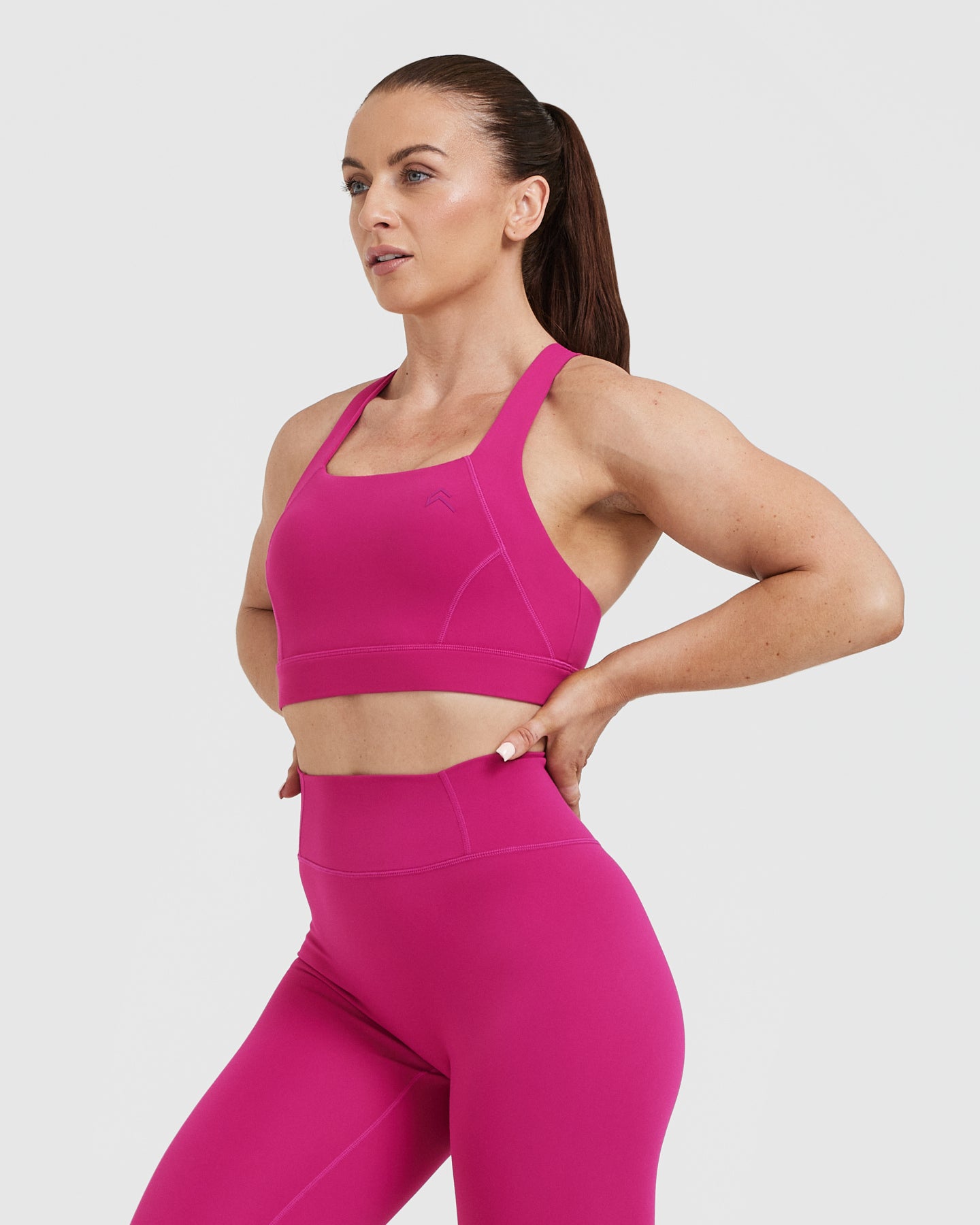 Timeless Wide Strap Sports Bra for Women - High Support Workout Bra in Fuchsia Pink | Yoga, Running, Gym & Activewear