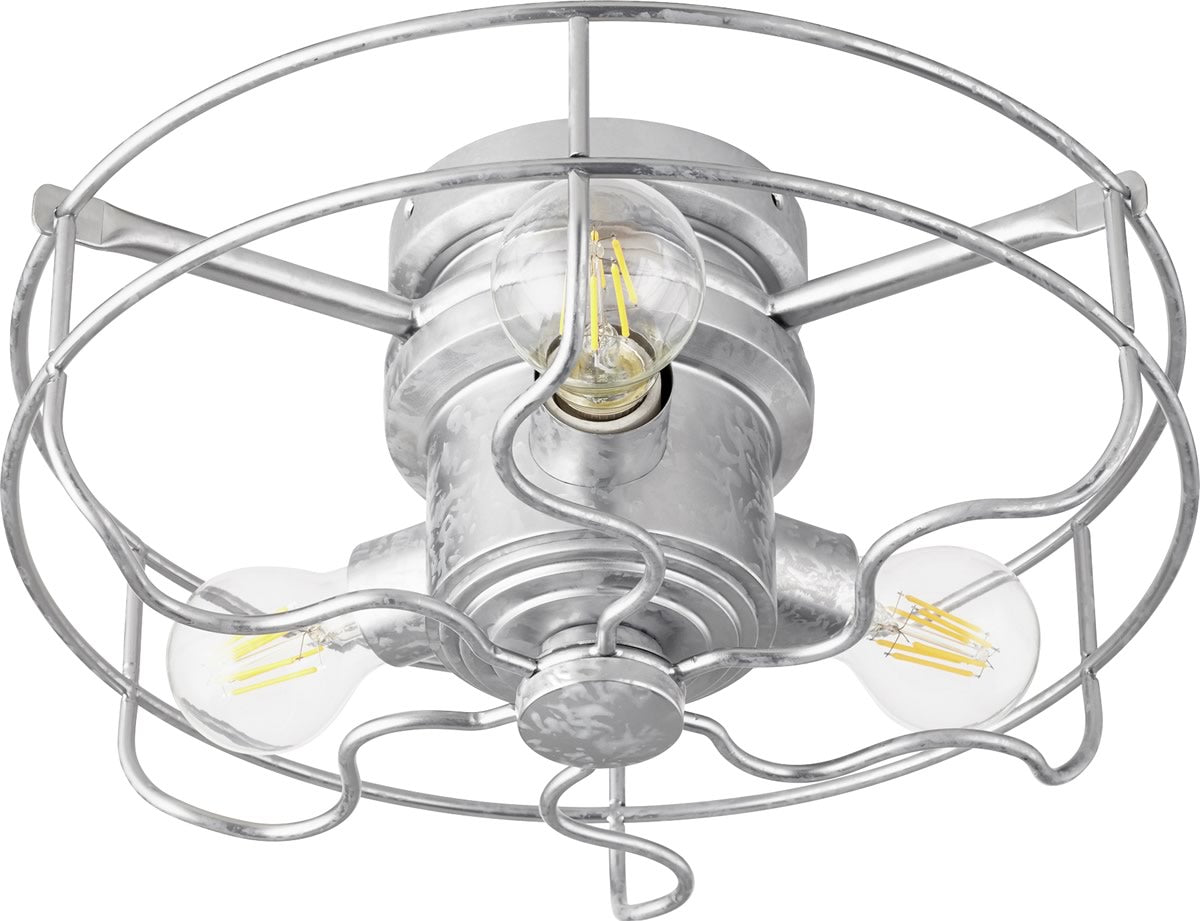 14W 3-Light LED Ceiling Fan Light Kit with Windmill Design - Galvanized Finish for Living Room, Bedroom & Outdoor Spaces