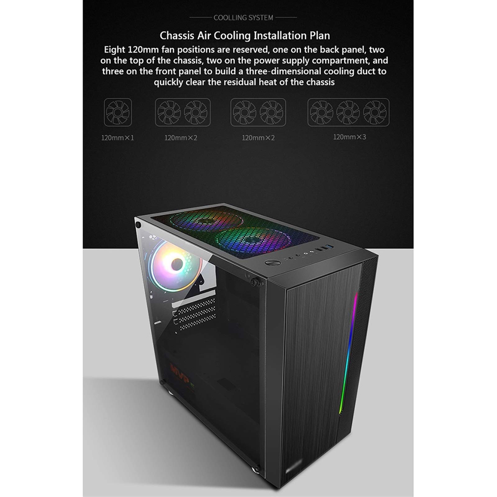Pink Mid-Tower ATX Computer Case with Tempered Glass Panel, USB 3.0 Ports & 8 Fan Positions - Supports Water Cooling for Gaming PC Builds & Custom Desktop Setups