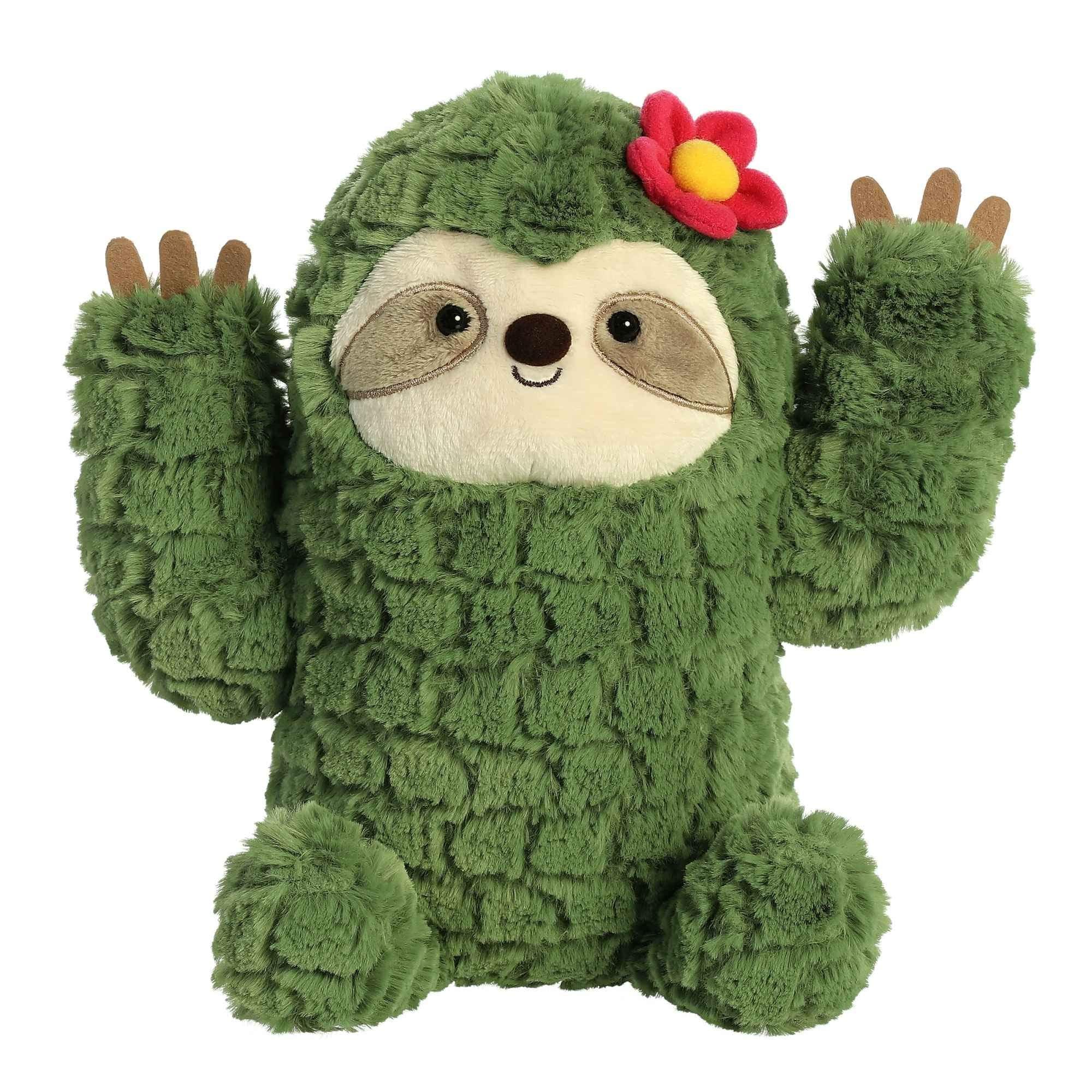 Adorable Green Cactus Sloth Plush Toy - Soft Stuffed Animal for Kids & Adults - Perfect for Nursery Decor, Birthday Gifts & Cuddling