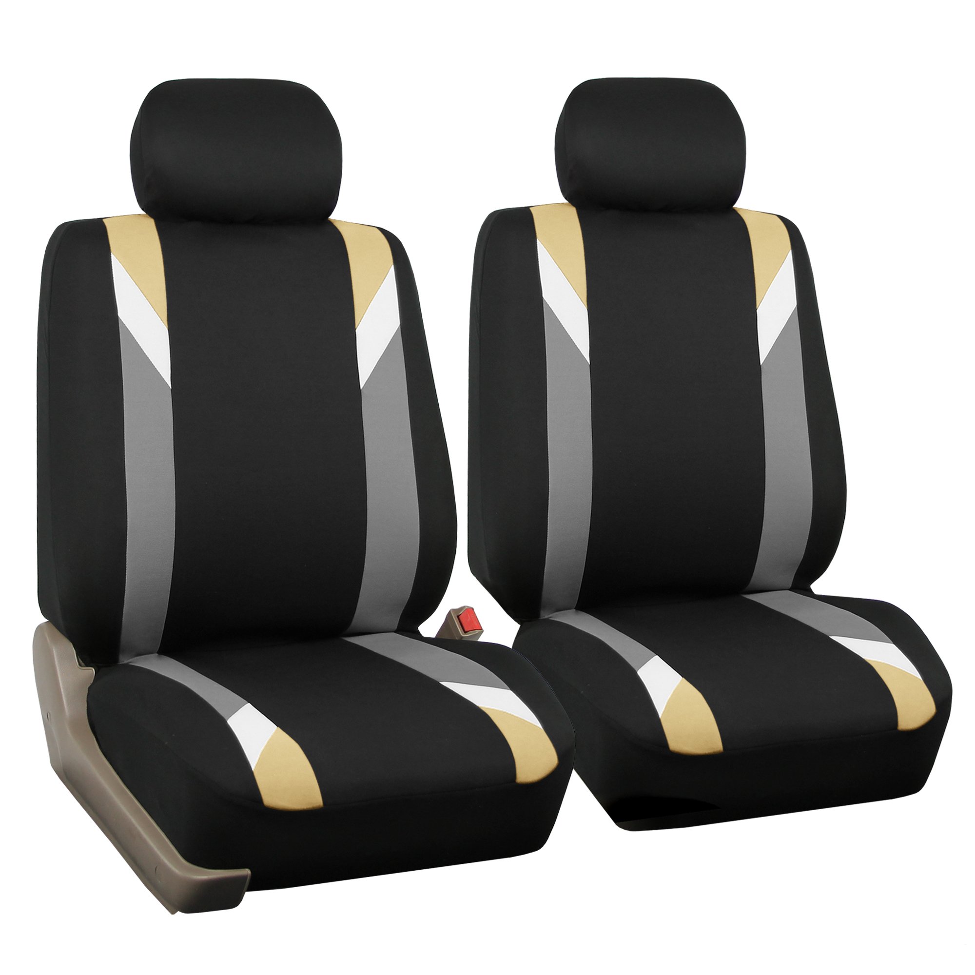 Premium Universal Airbag-Compatible Automotive Seat Covers - Modern Beige Front Seat Protectors for Cars, Trucks & SUVs | Durable Interior Accessories for Daily Commute & Road Trips